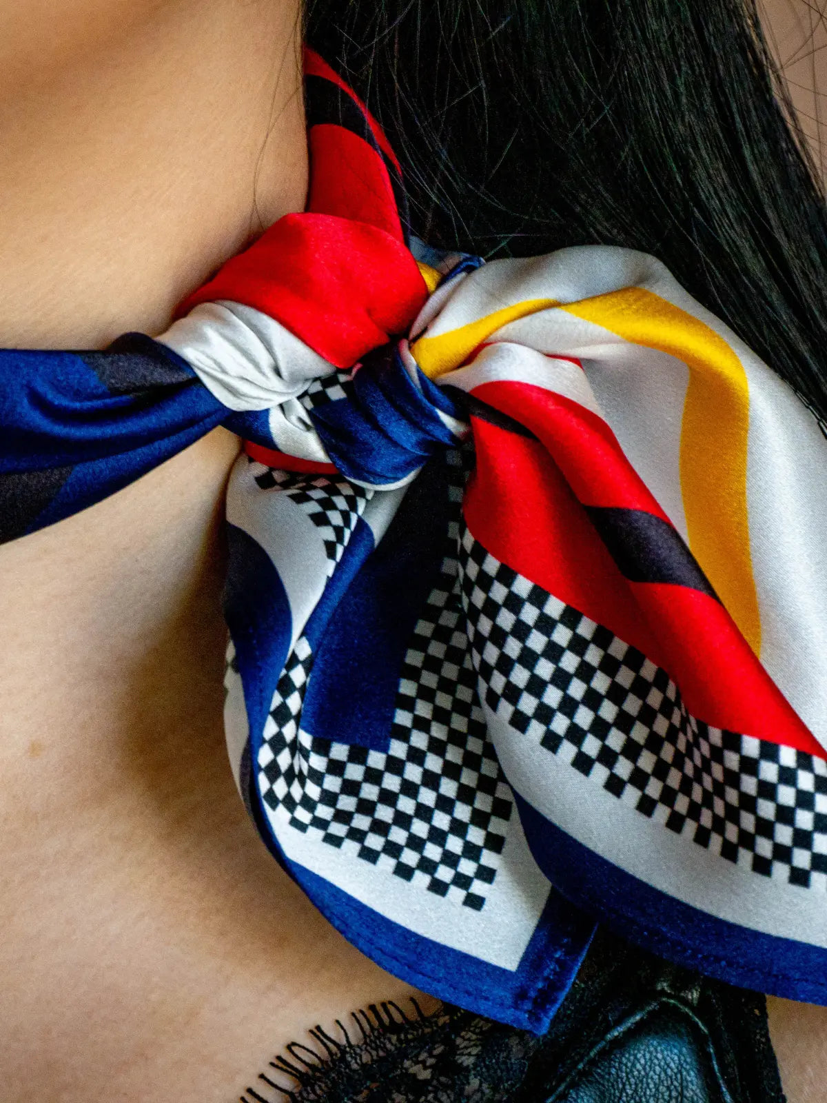 Square Silk Bandana • Geometric Blue • 53 x 53 cm SilkSouq