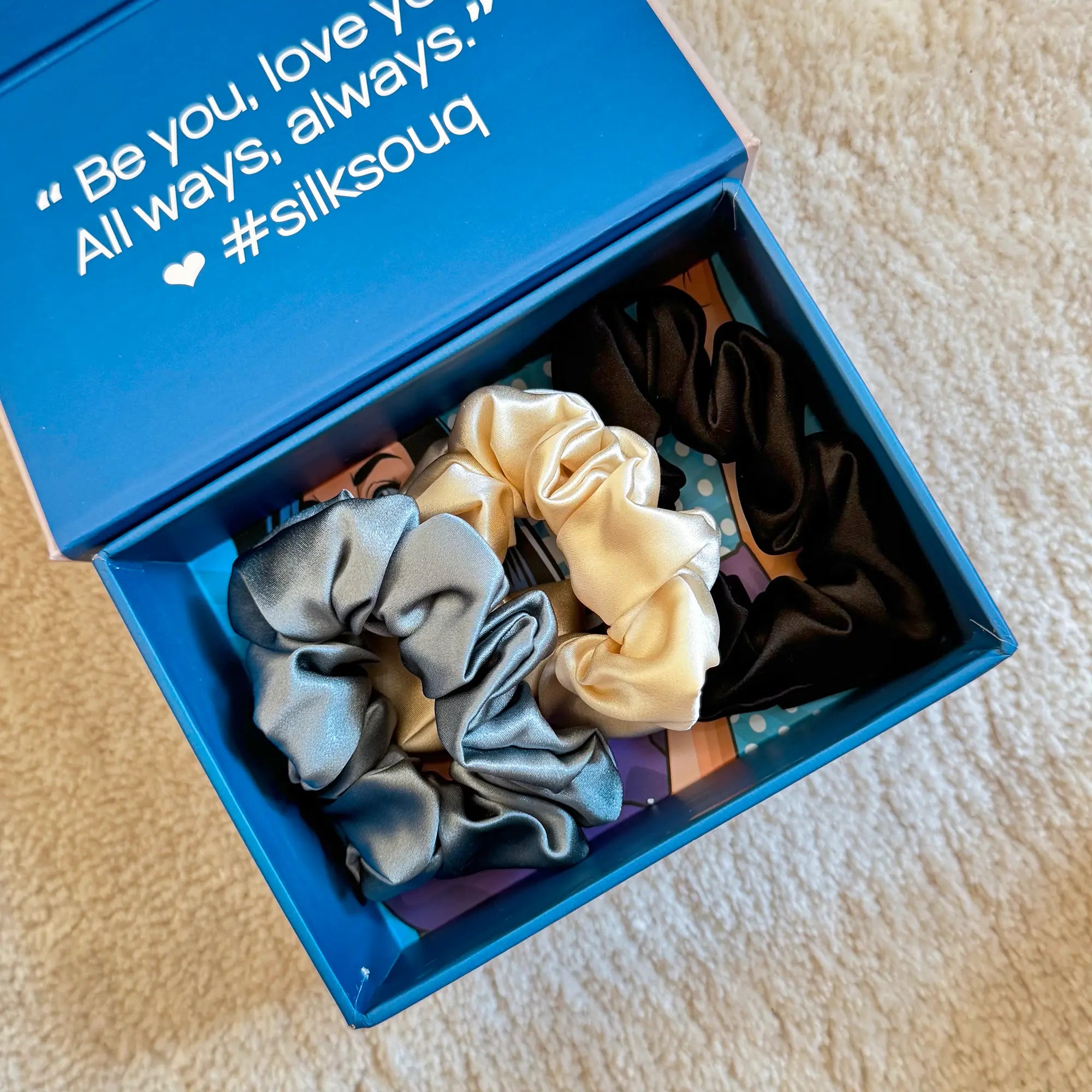 Set of 3 Hair Scrunchies • Dusk Delight Trio SilkSouq