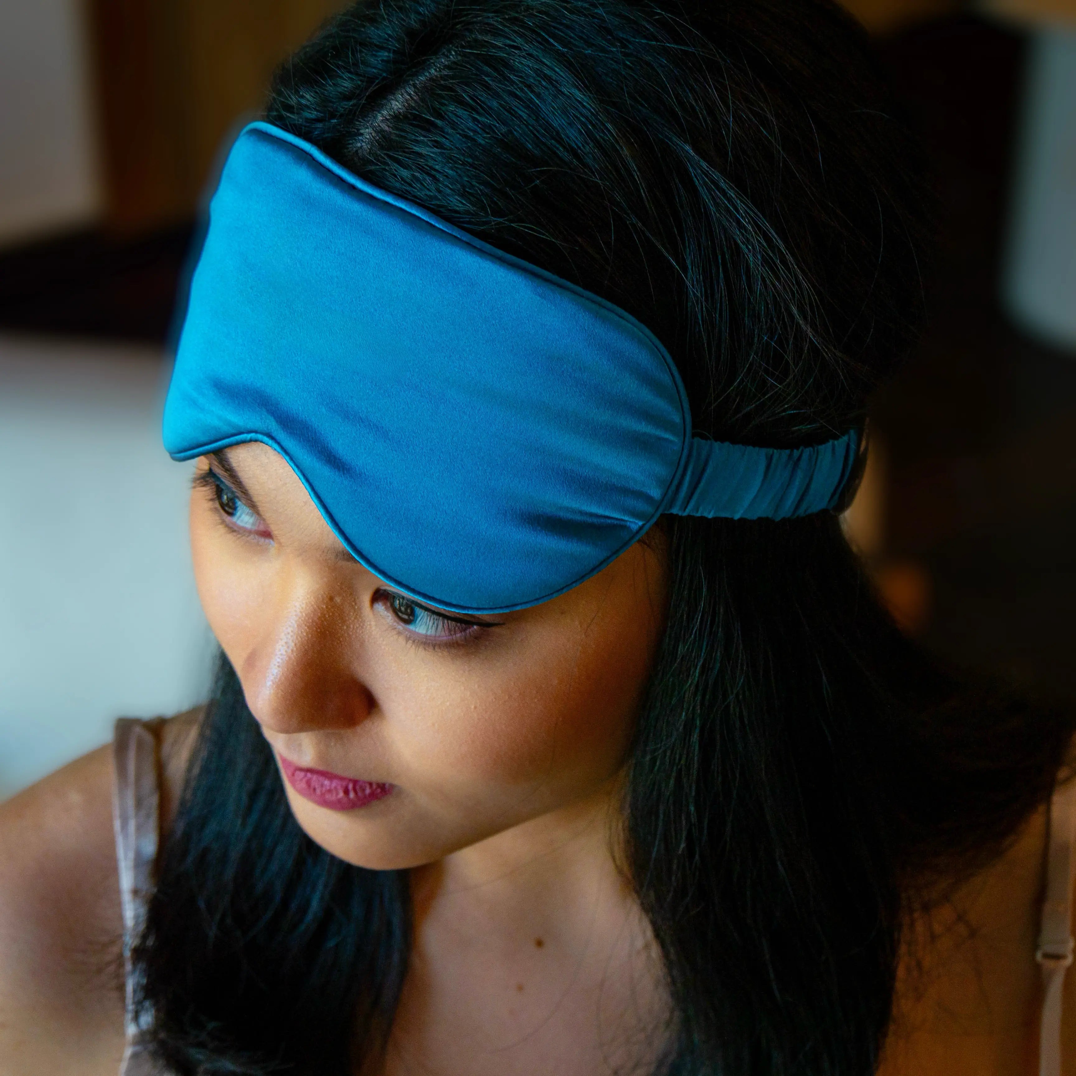 Silk Sleep Mask • Peacock Blue SilkSouq