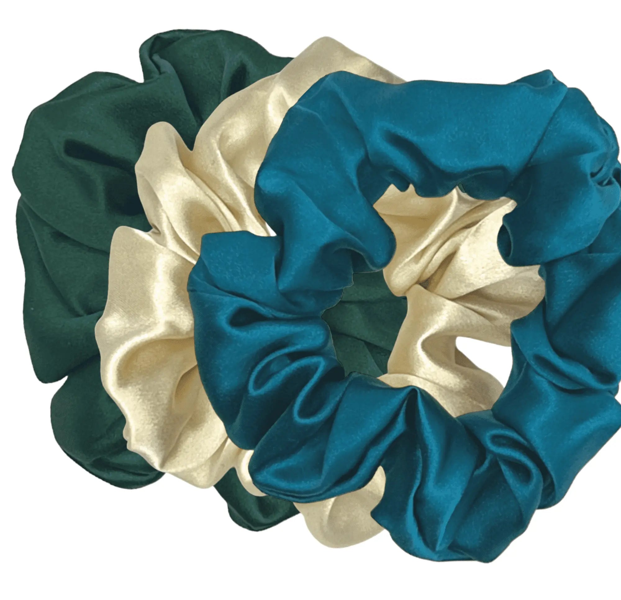 Set of 3 Hair Scrunchies - Jewel Tones Medley - SilkSouq