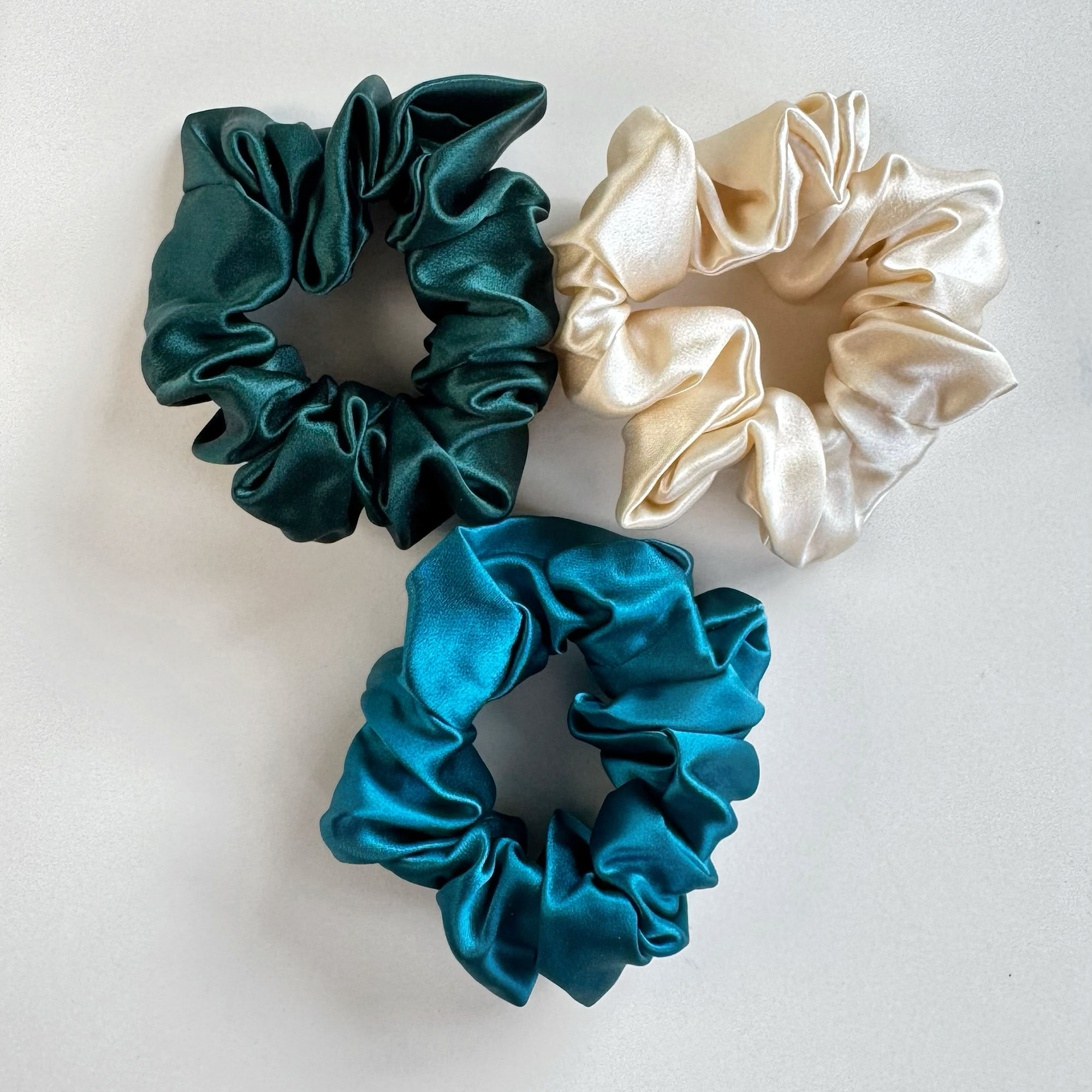 Set of 3 Hair Scrunchies • Jewel Tones Medley