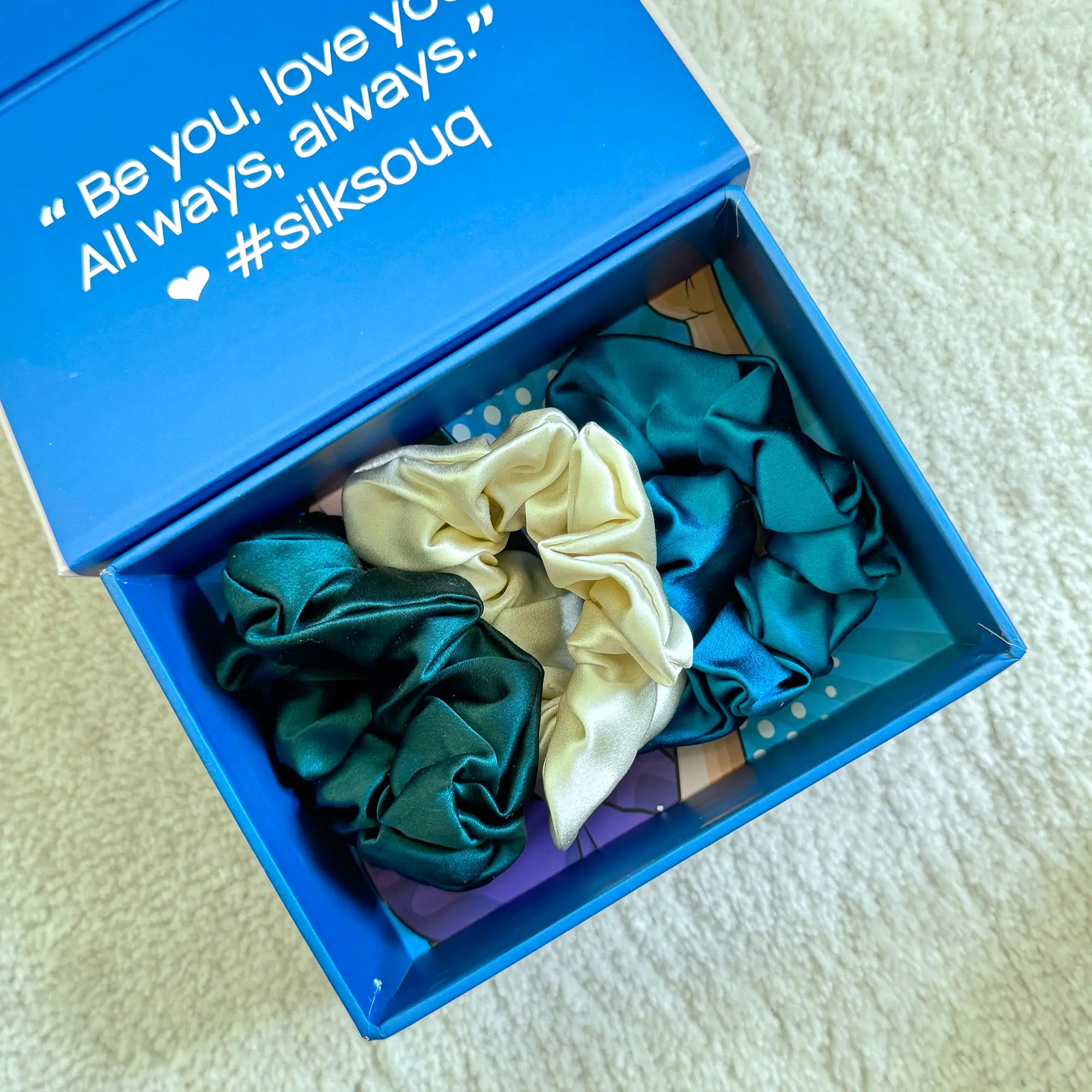 Set of 3 Hair Scrunchies • Jewel Tones Medley SilkSouq