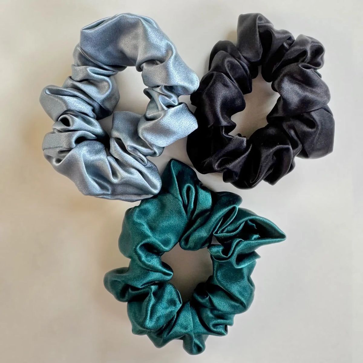 Assorted Hair Scrunchies Set Cherry Blossom Ruched Satin Scrunchies 5pc Set – KITSCH main image 4