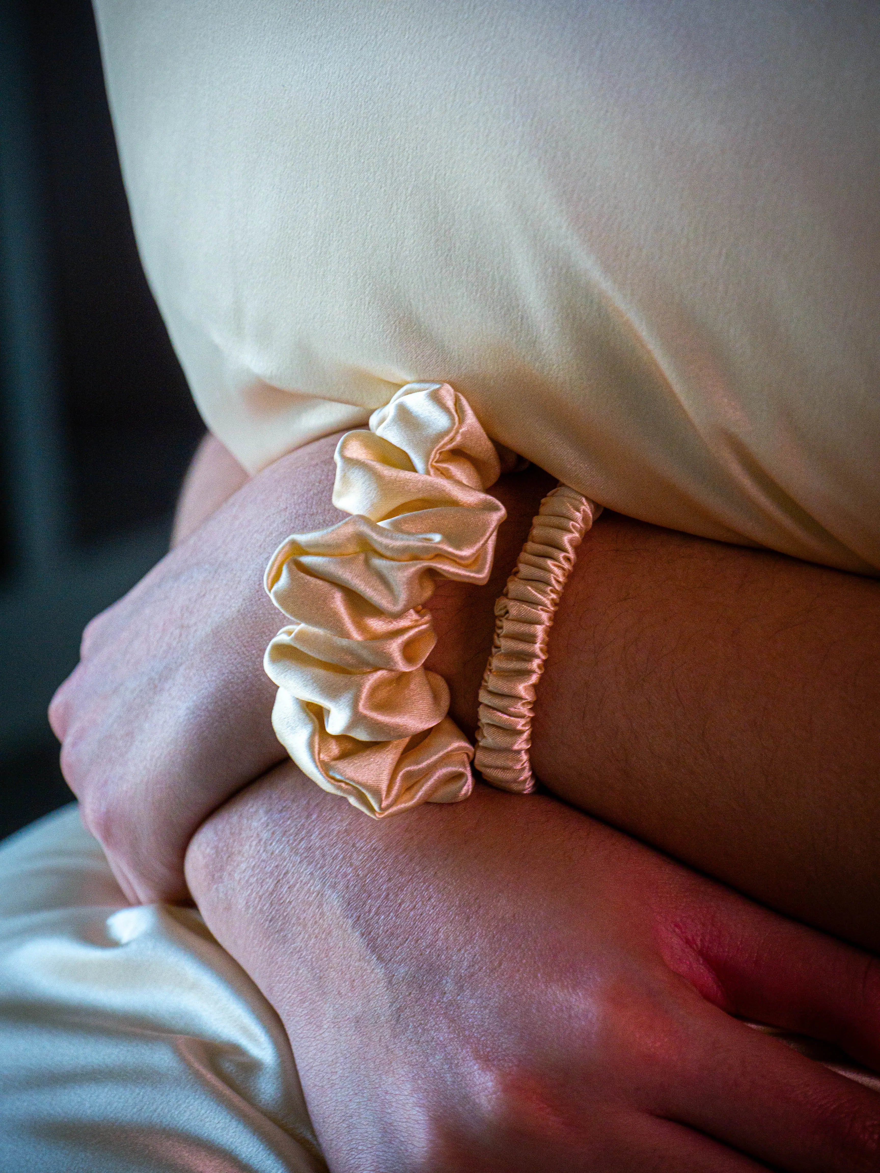 Champagne 100% Pure Silk Hair Scrunchie SilkSouq