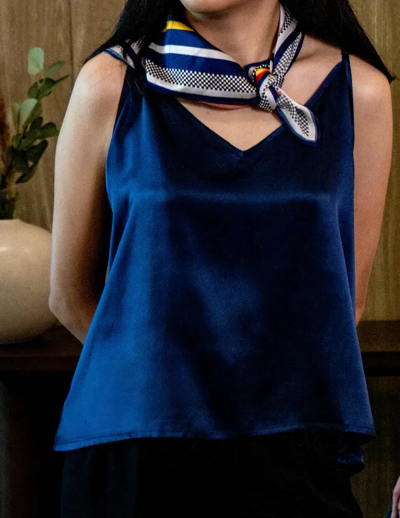 Silk Camisole • V-neck • Midnight Blue SilkSouq