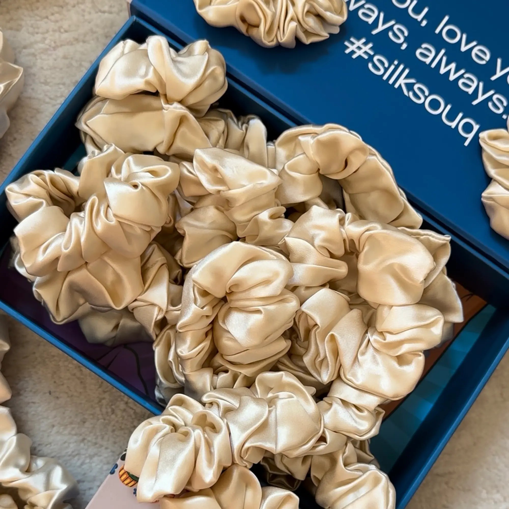 Champagne 100% Pure Silk Hair Scrunchie SilkSouq