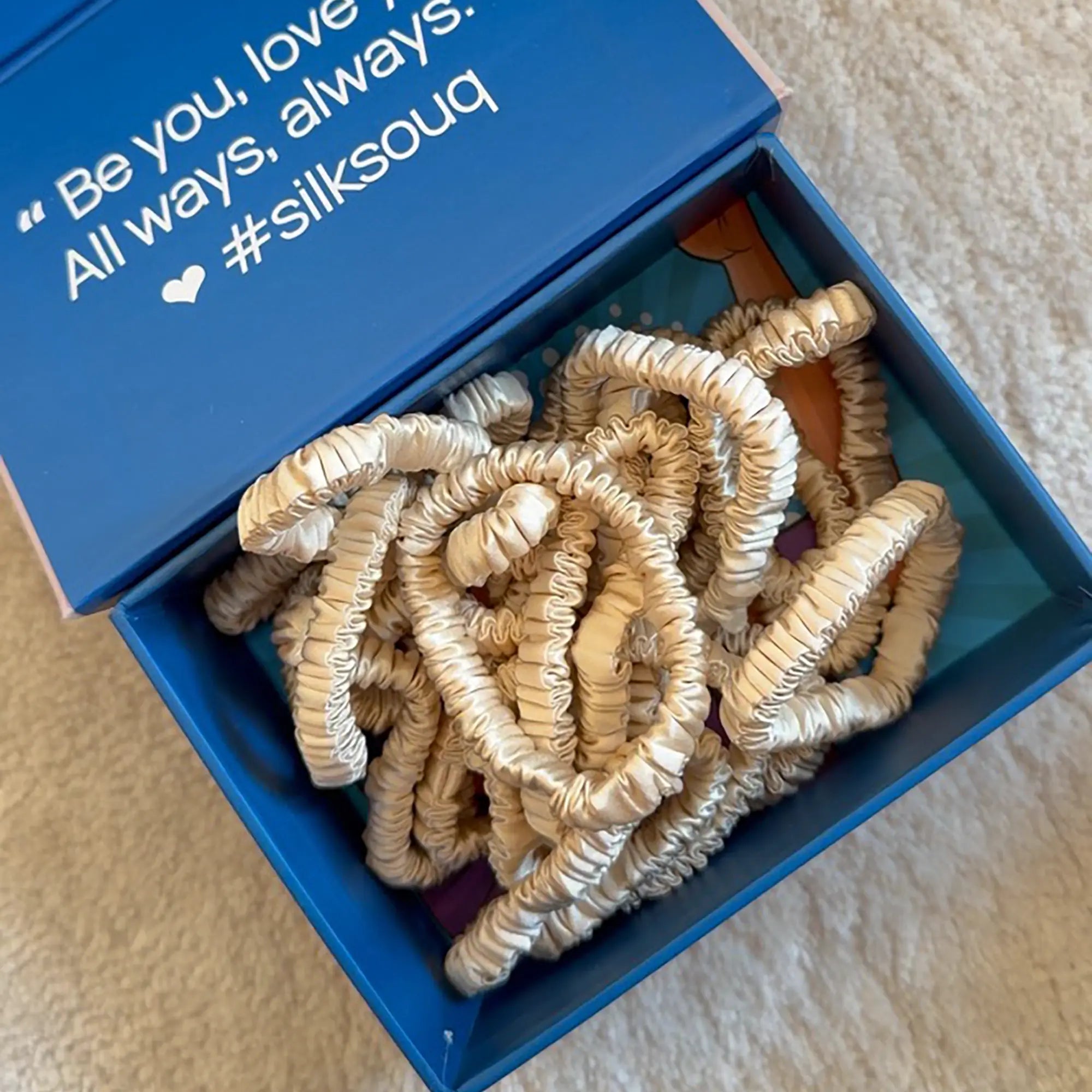 Champagne 100% Pure Silk Hair Scrunchie SilkSouq