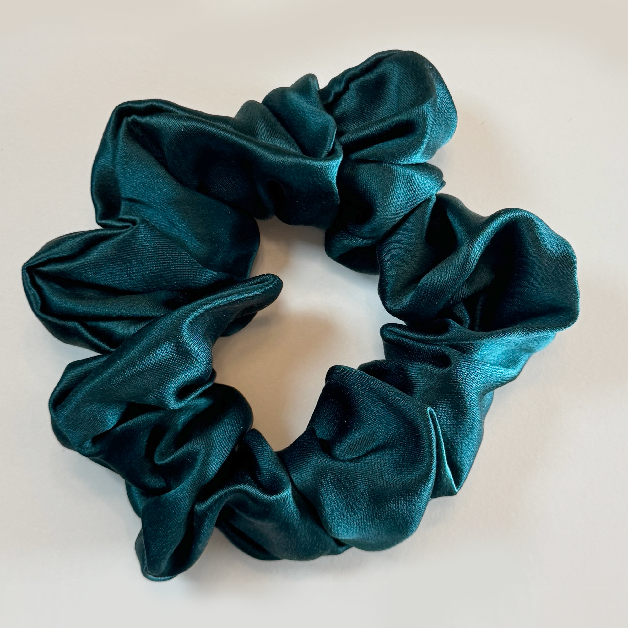 Silk Hair Scrunchie • Emerald Green