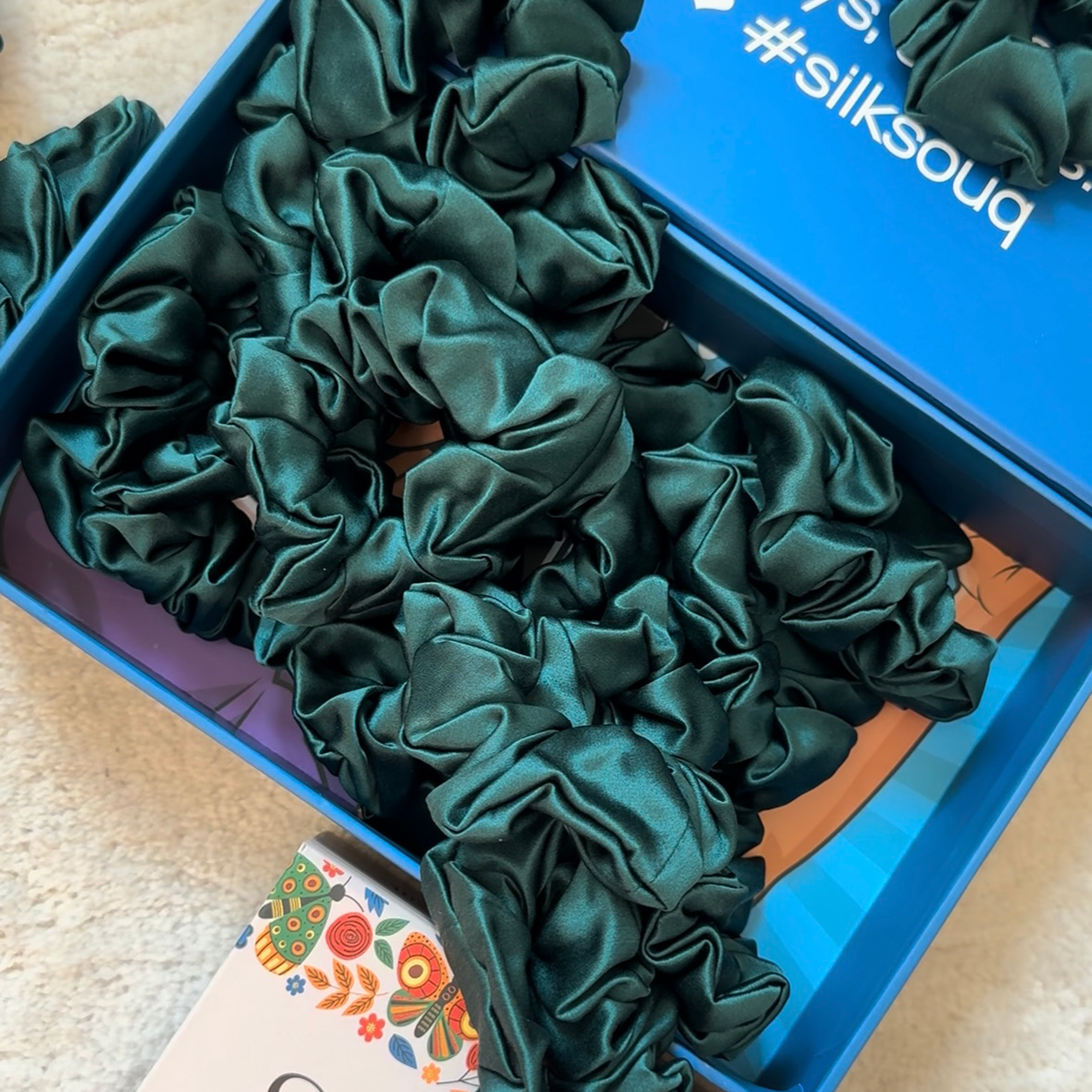 Silk Hair Scrunchie • Emerald Green