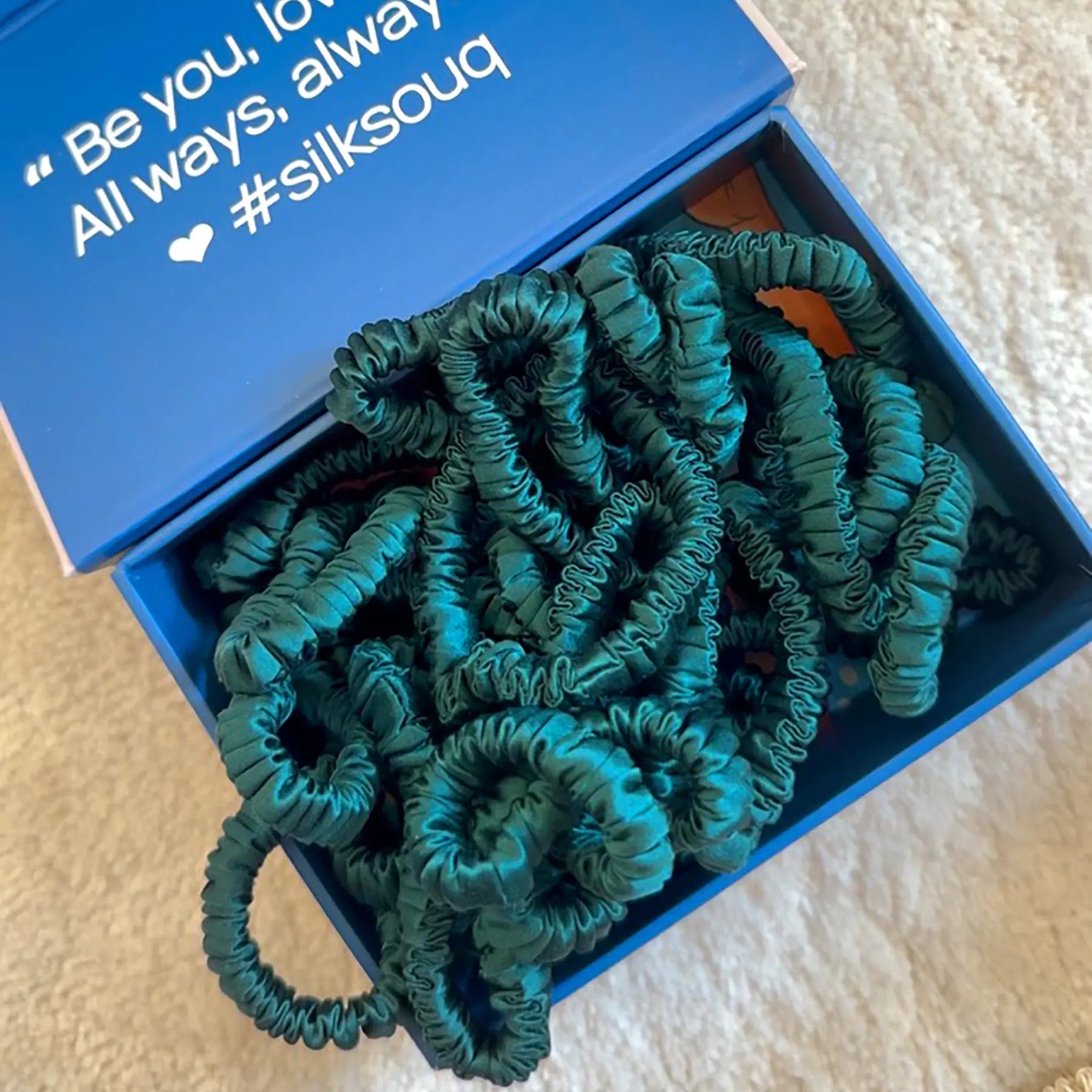 Silk Hair Scrunchie • Emerald Green SilkSouq