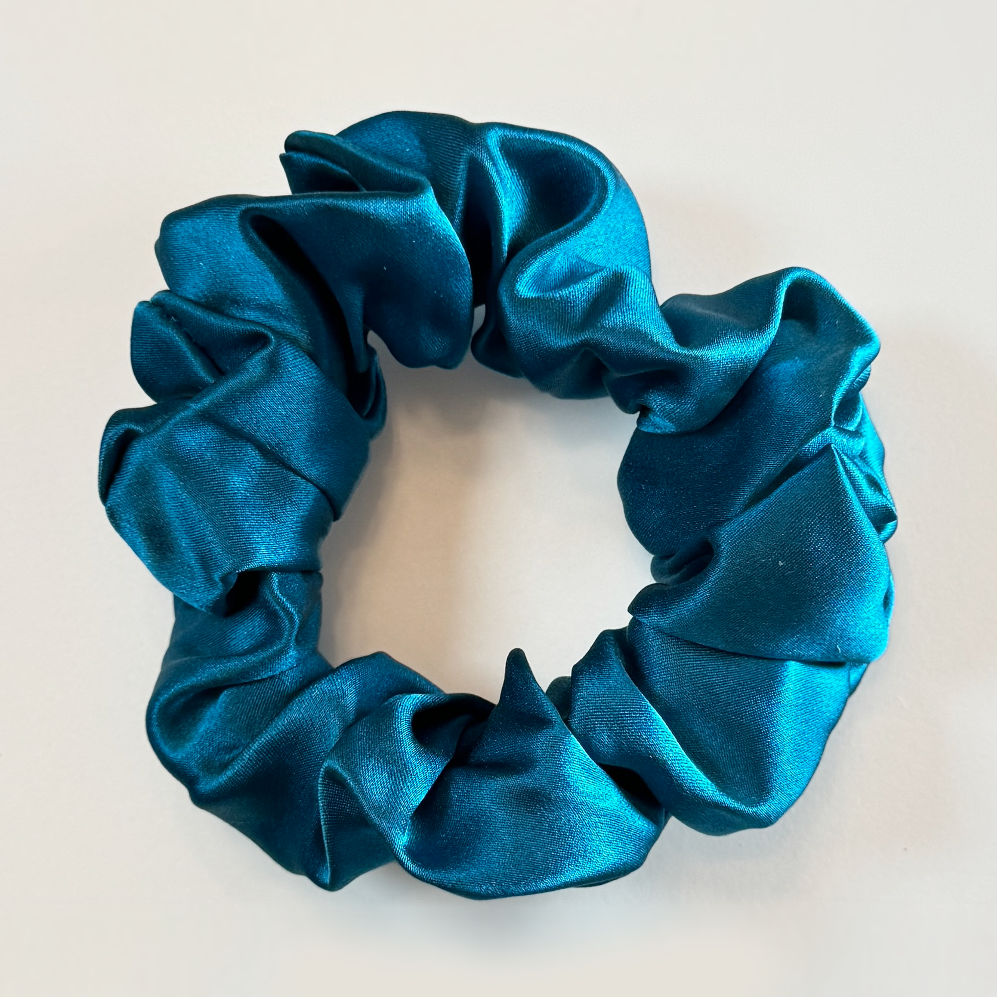 Silk Hair Scrunchie • Peacock Blue