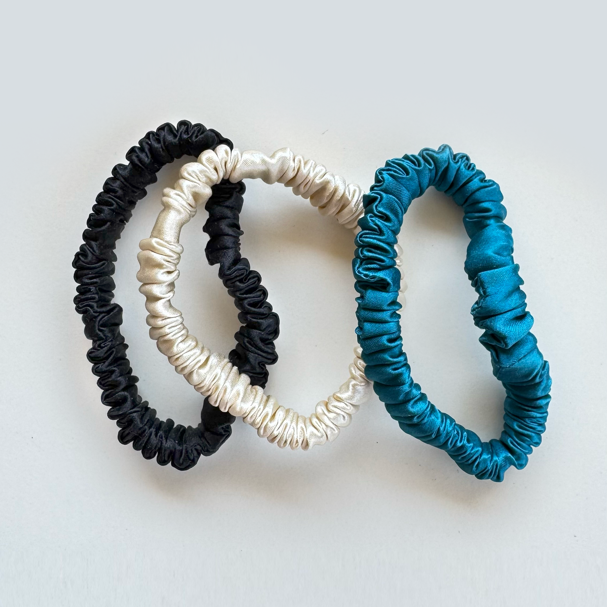 Set of 3 Hair Scrunchies • Champagne Shimmer Ensemble