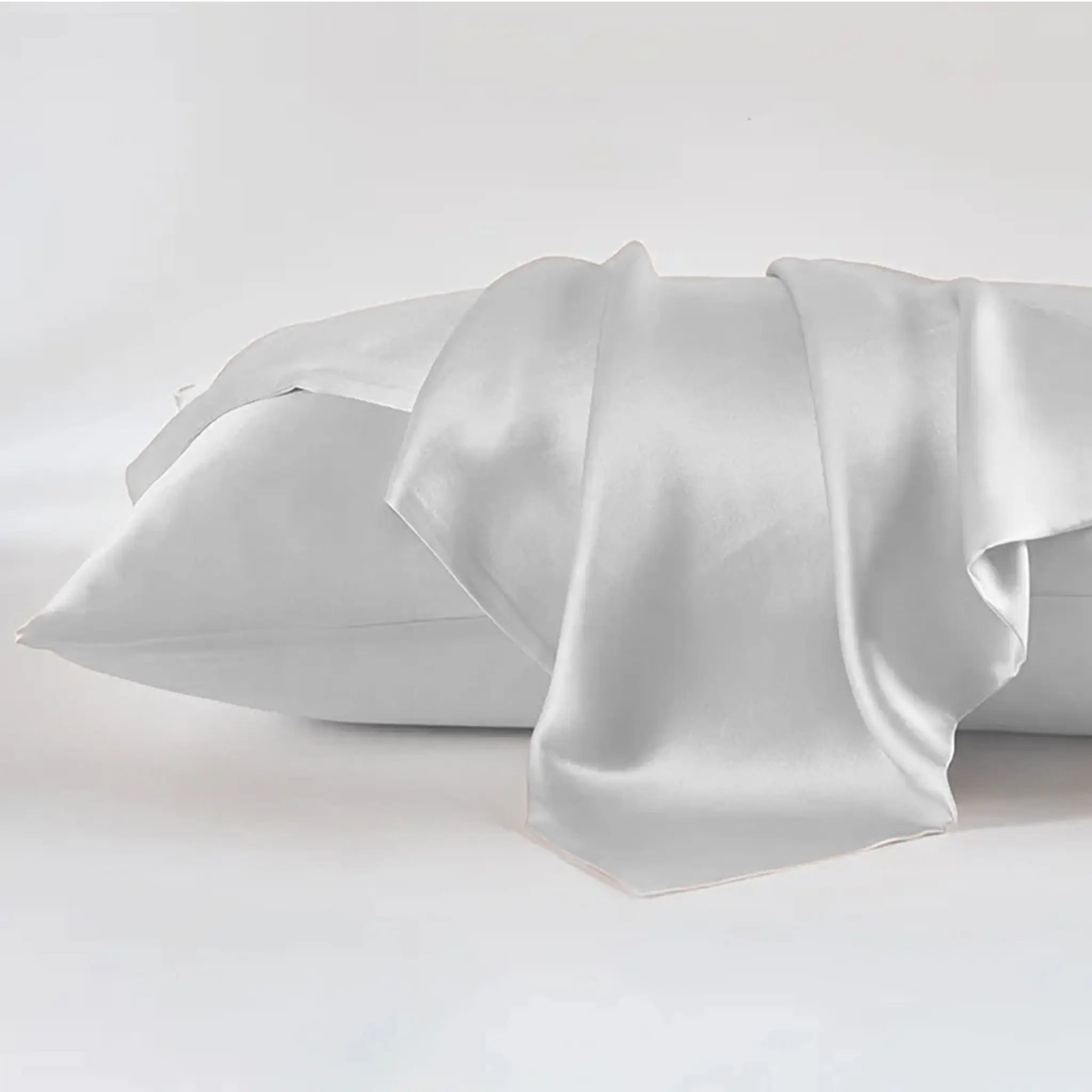 Side view of Ivory White pure mulberry silk pillowcase — 22 momme luxury silk by Silk Souq