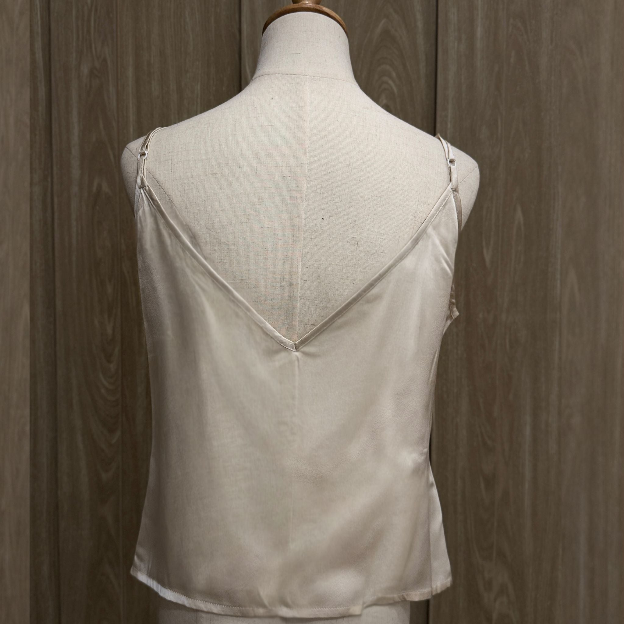 Mulberry Silk V-Neck Camisole Top in Golden Champagne - SilkSouq