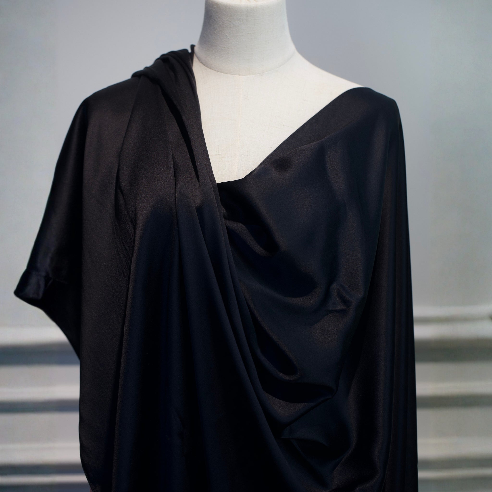 Pure Mulberry Silk Hijab & Shawl – Black Beauty