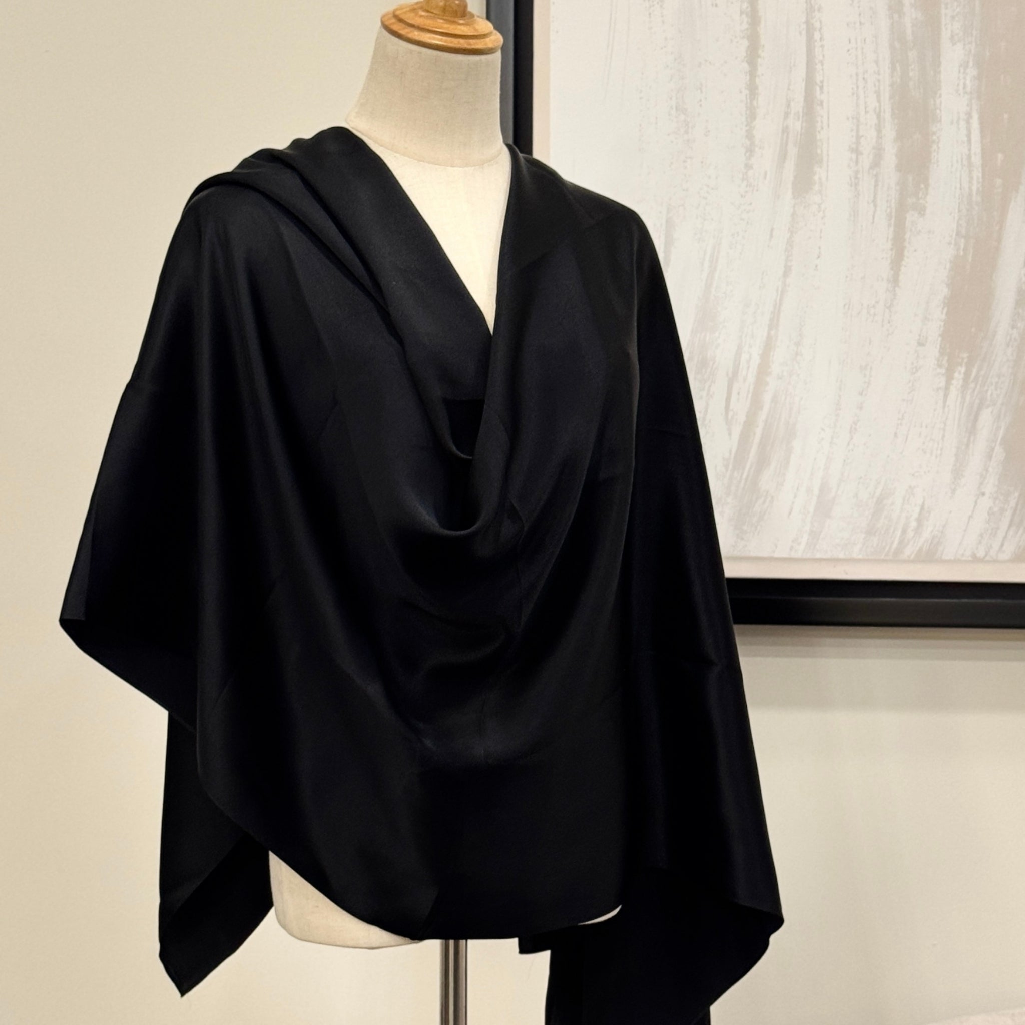Pure Mulberry Silk Hijab & Shawl – Black Beauty
