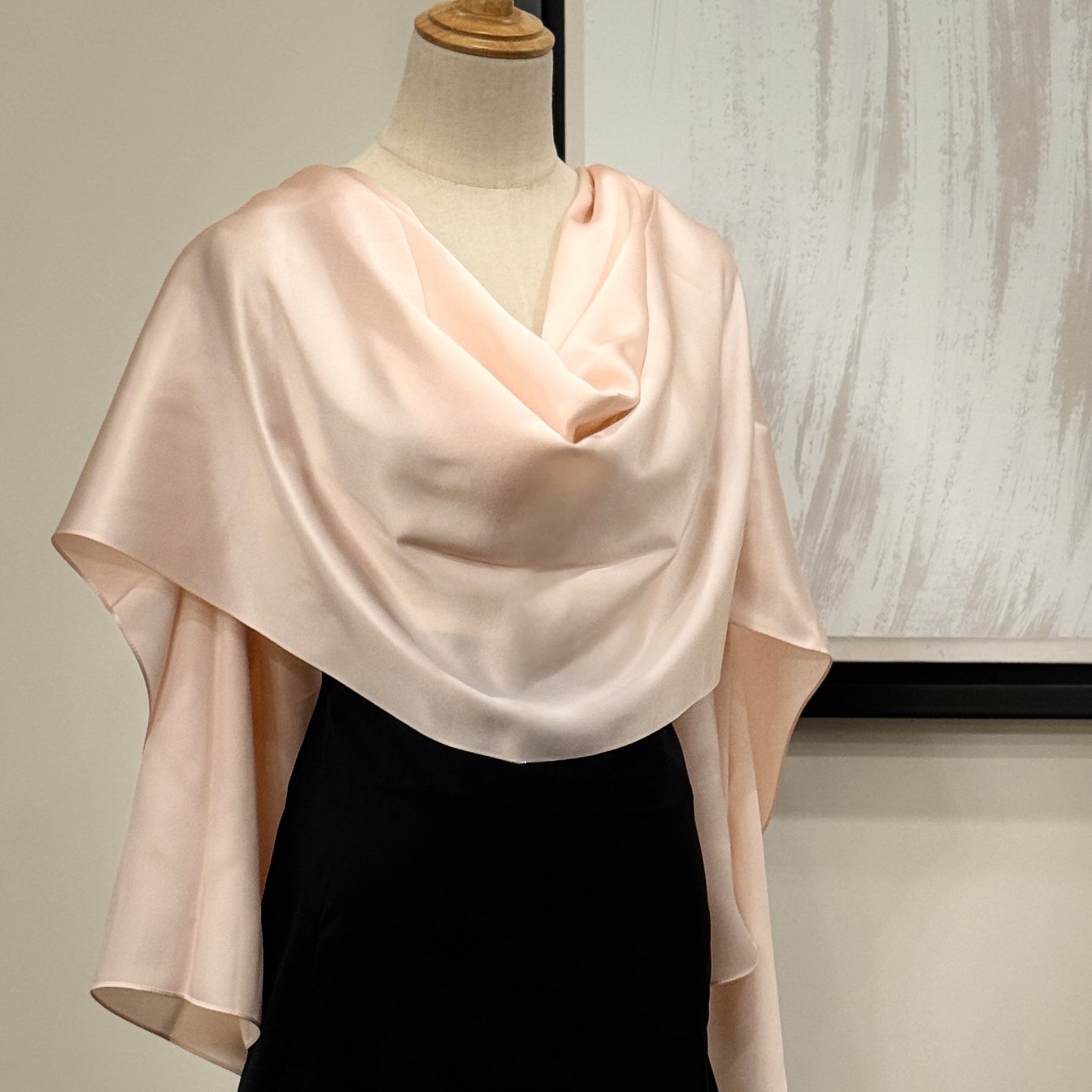 Pure Mulberry Silk Hijab & Shawl – Soft Blush
