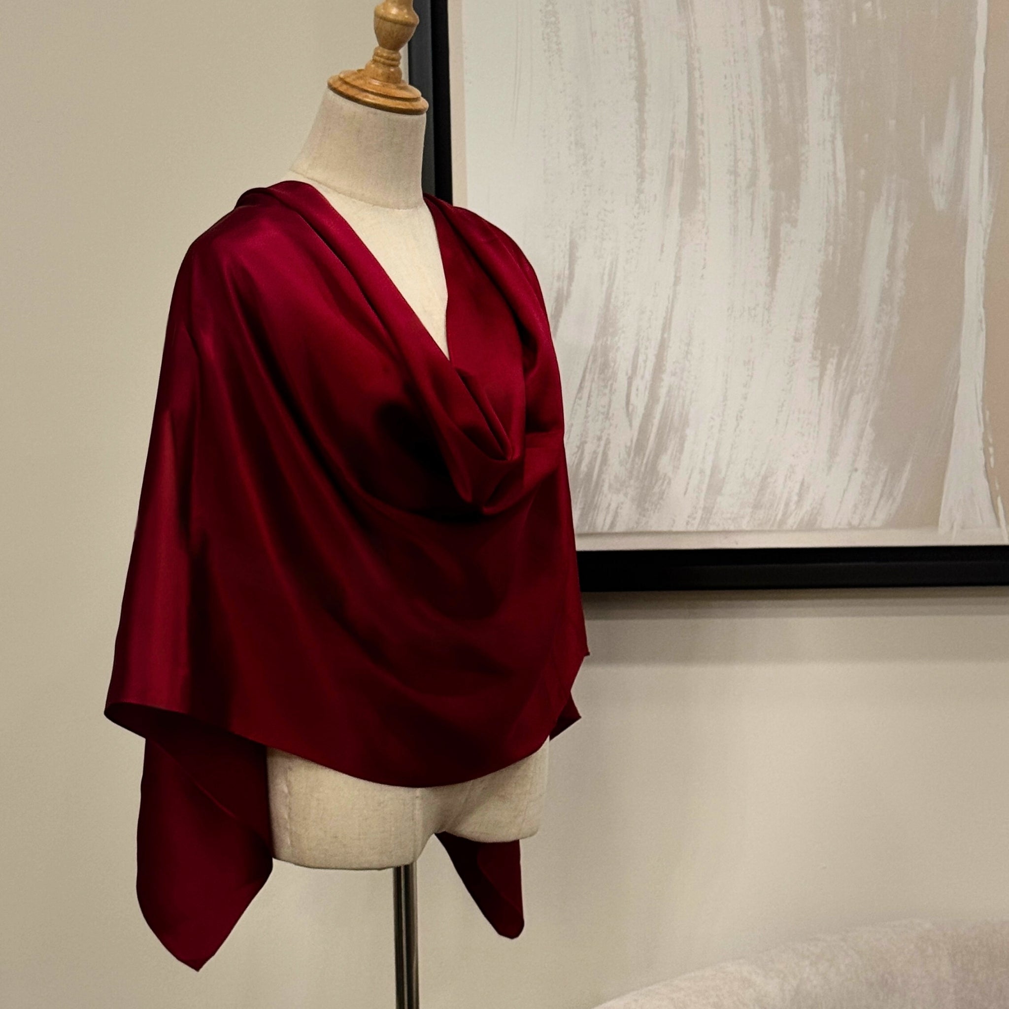 Pure Mulberry Silk Hijab & Shawl – Wine Red