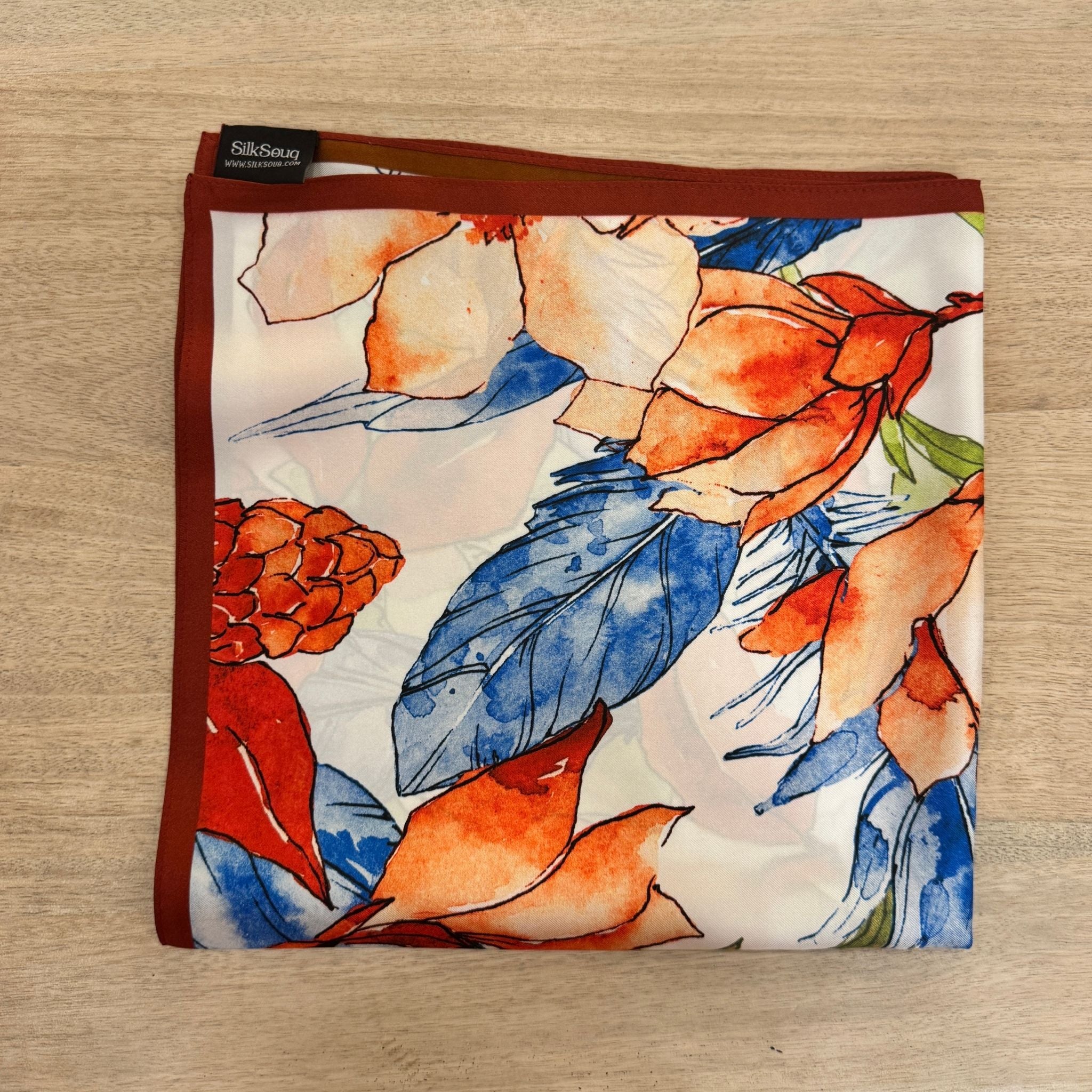 Pure Mulberry Silk Twill Scarf 55 cm – Petal and Plume