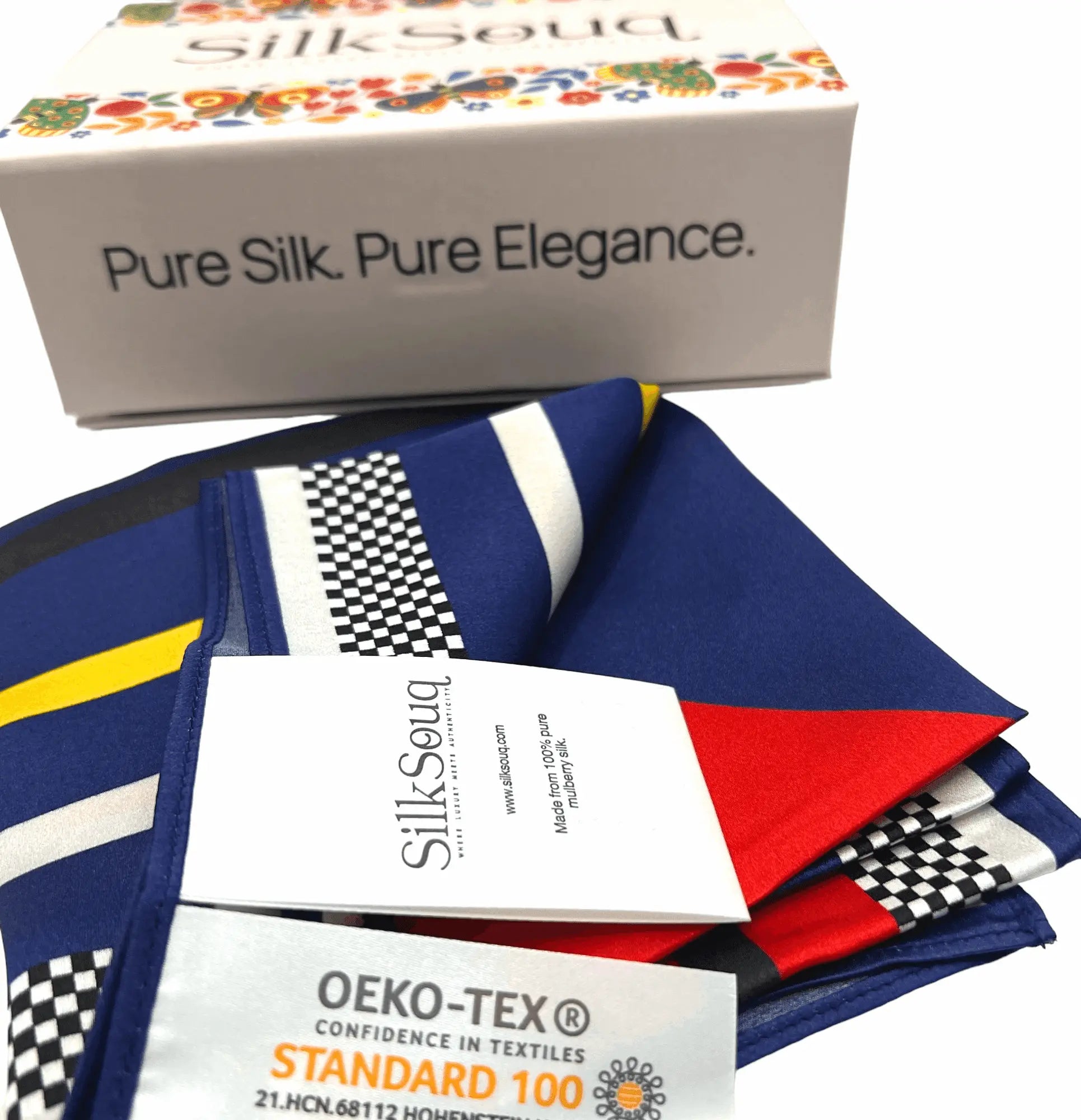 Geometric Print Pure Mulberry Silk Scarf for Modest Fashion 53*53CM