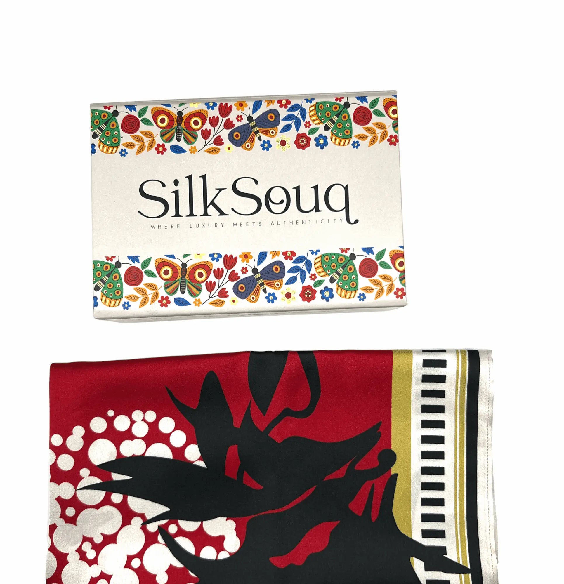 Abstract Print Pure Mulberry Silk Scarf for Modest Fashion 53*53CM