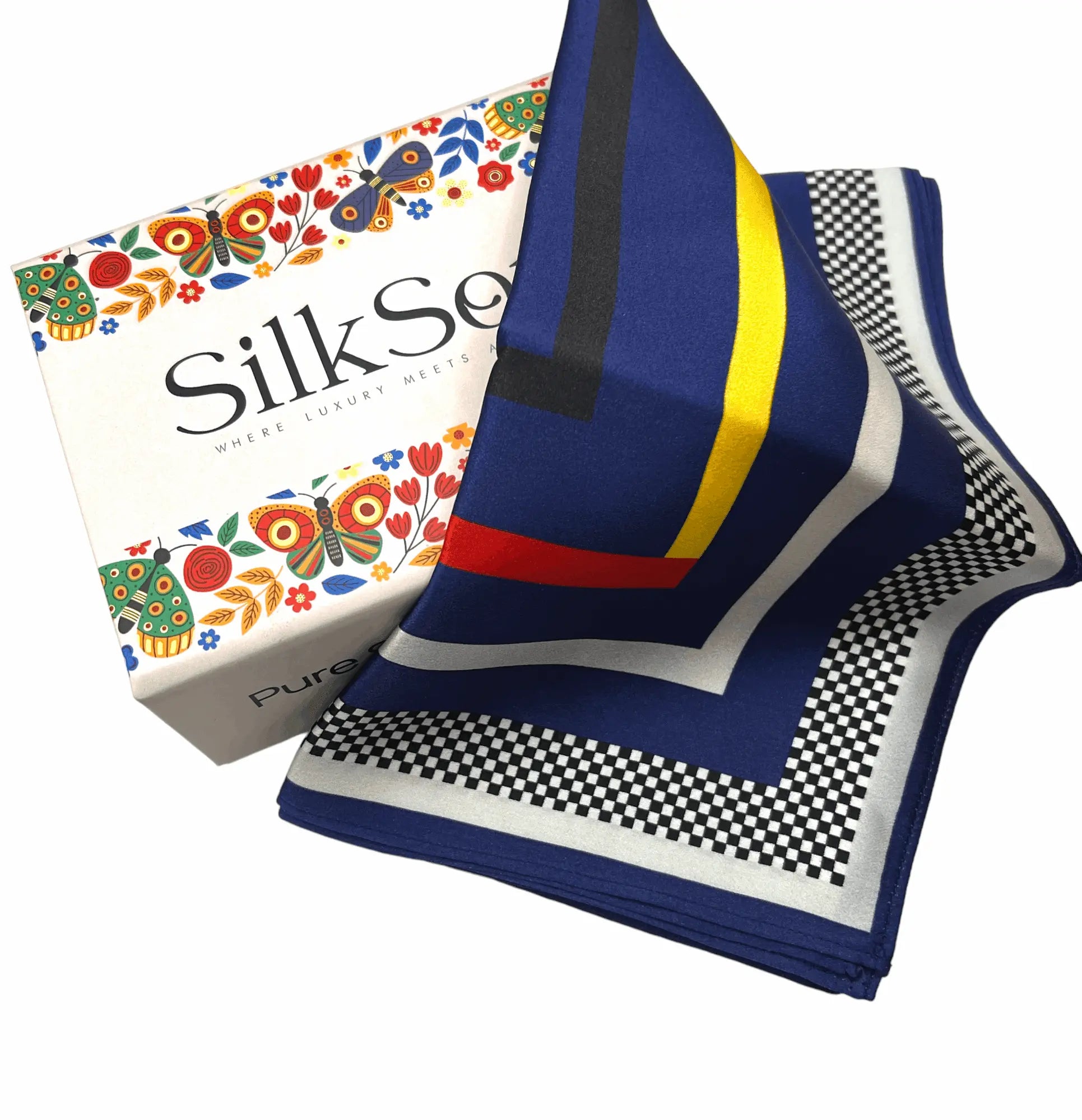 Geometric Print Pure Mulberry Silk Scarf for Modest Fashion 53*53CM