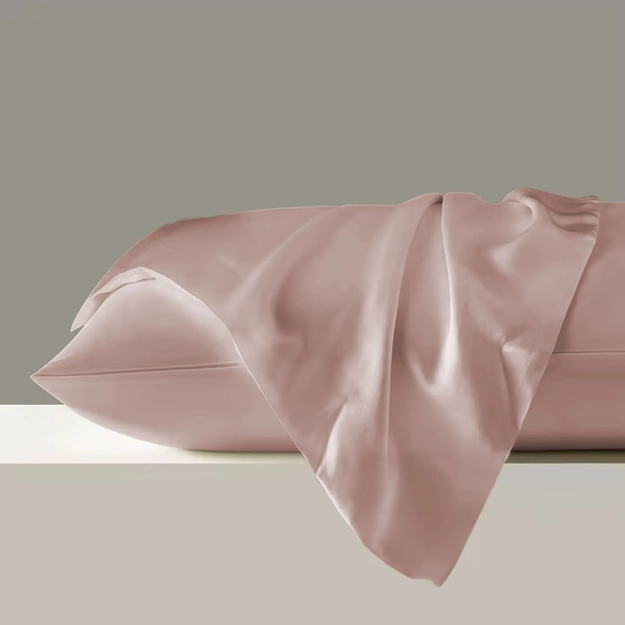 Side view of Soft Blush pure mulberry silk pillowcase — 22 momme luxury silk by Silk Souq.