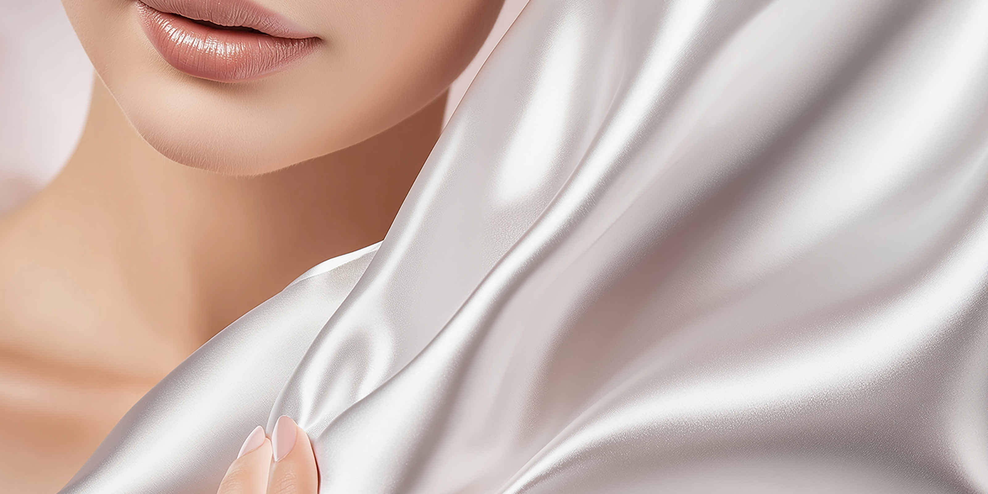 Girl touching silk fabric with care to show simple silk care and maintenance