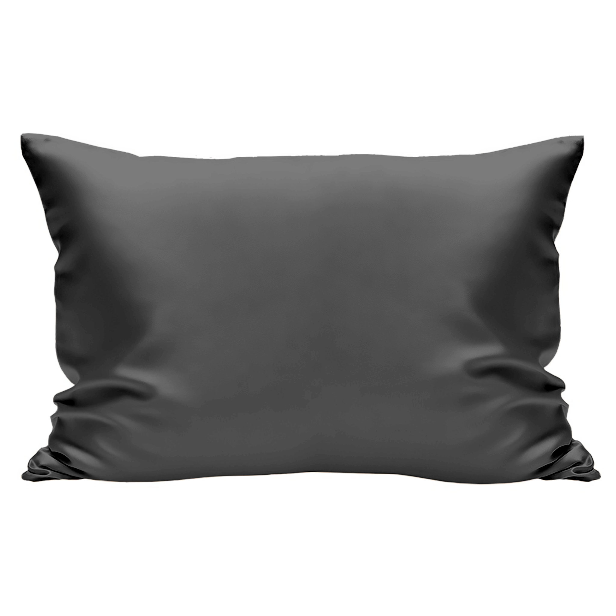 Front view of Black Beauty pure mulberry silk pillowcase — Silk Souq luxury silk pillow cover.