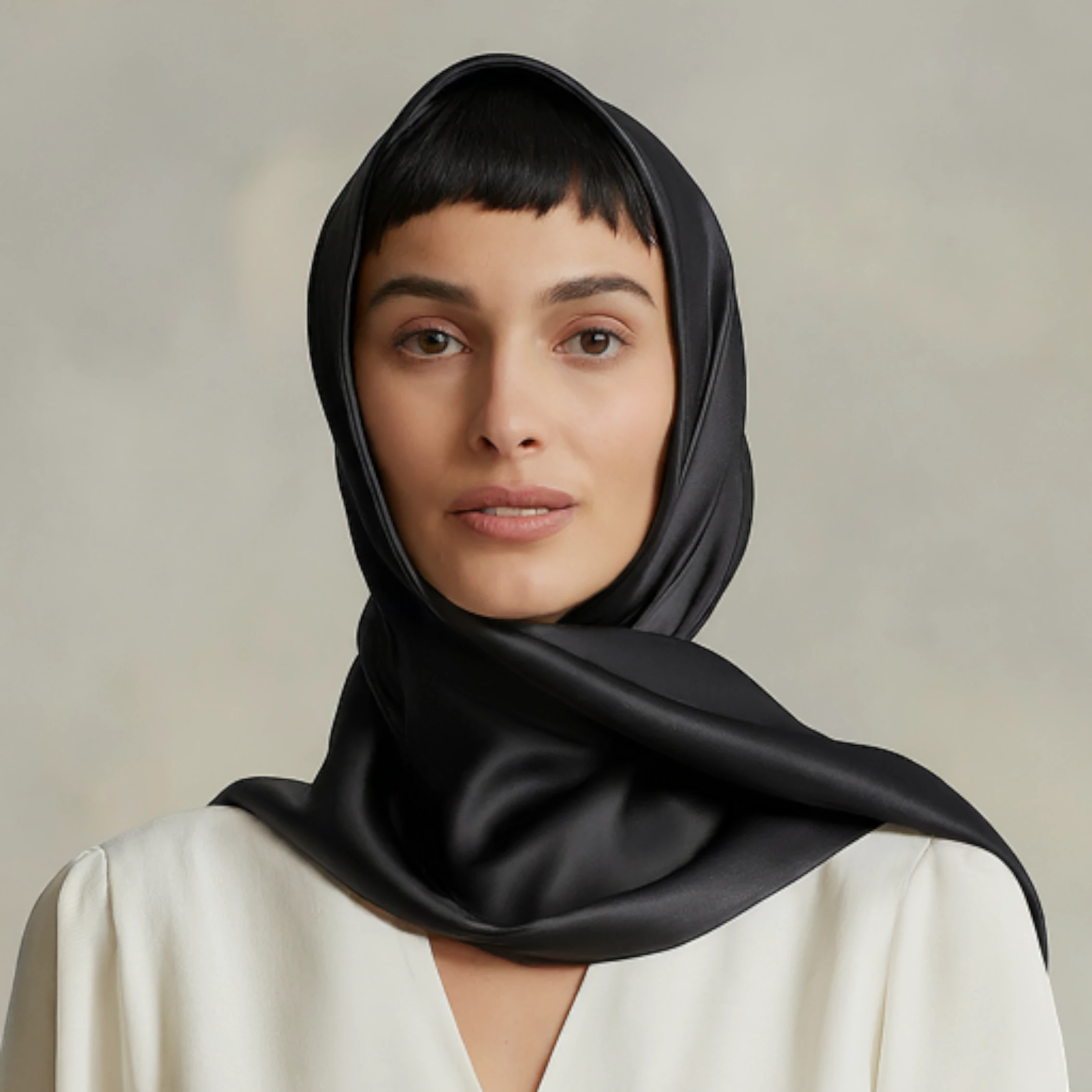 Black Square Silk Scarf 100 100CM