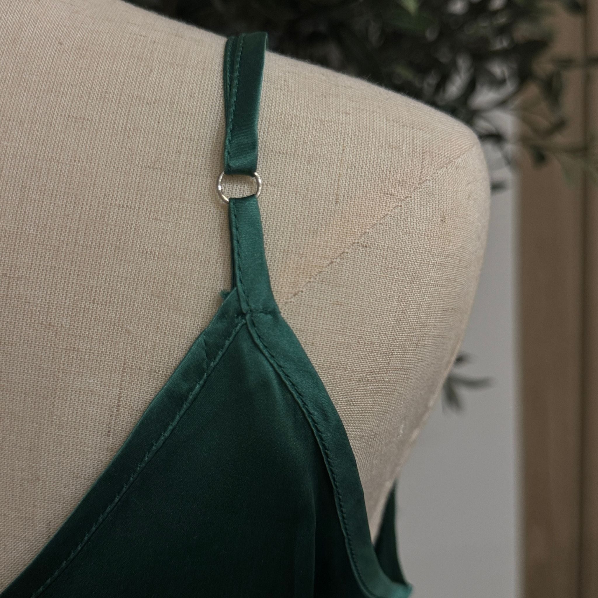 Mulberry Silk V-Neck Camisole Top in Emerald Green - SilkSouq