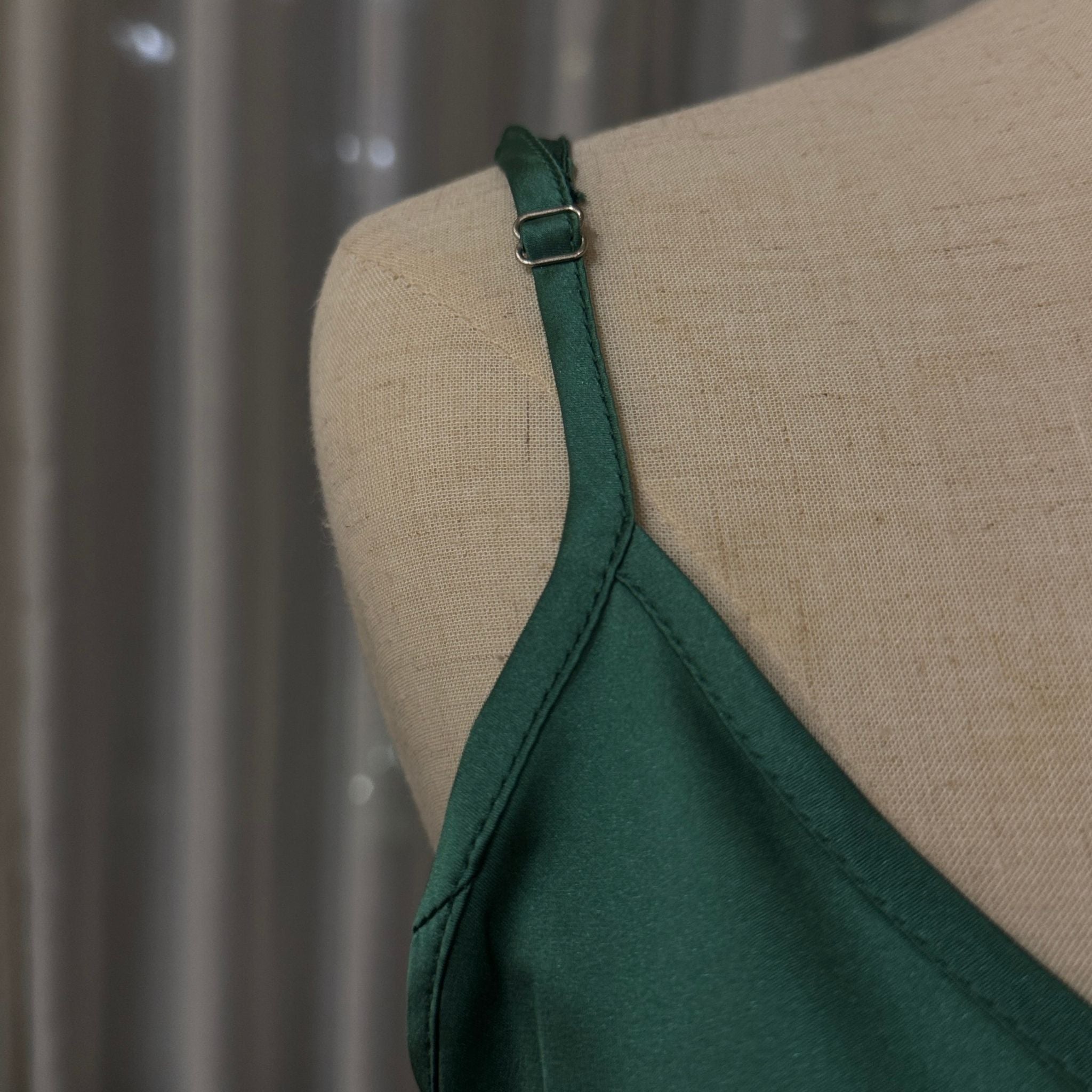 Mulberry Silk V-Neck Camisole Top in Emerald Green - SilkSouq