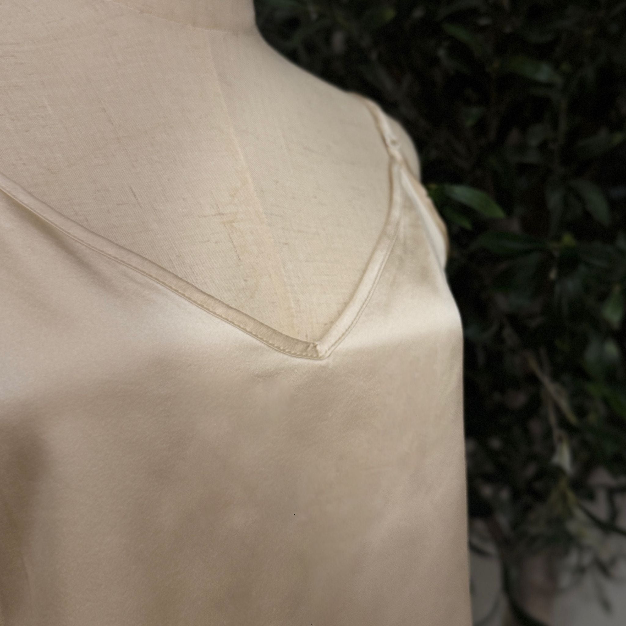 Mulberry Silk V-Neck Camisole Top in Golden Champagne - SilkSouq