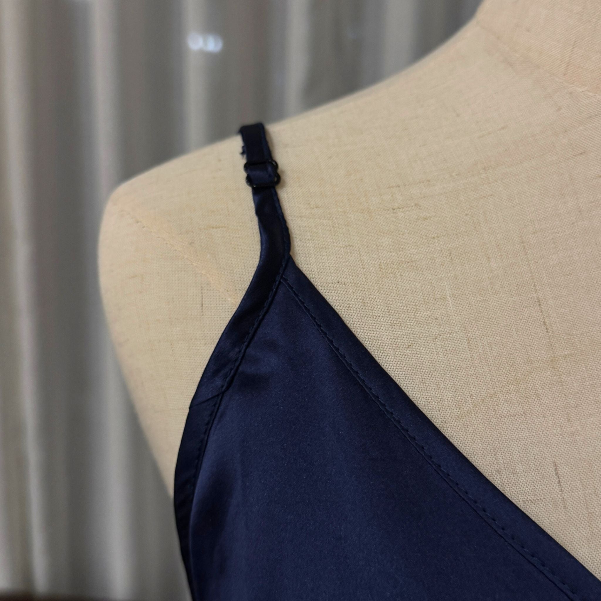 Mulberry Silk V-Neck Camisole Top in Midnight Blue - SilkSouq