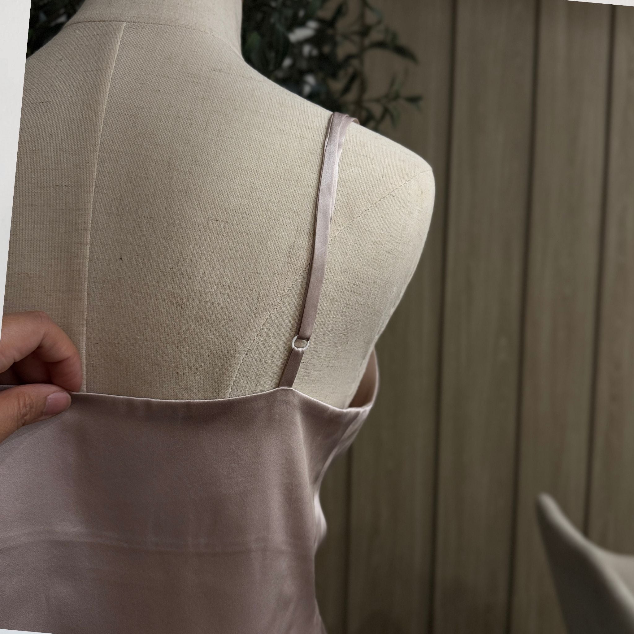 Mulberry Silk Round Neck Camisole Top in Rosy Champagne - SilkSouq