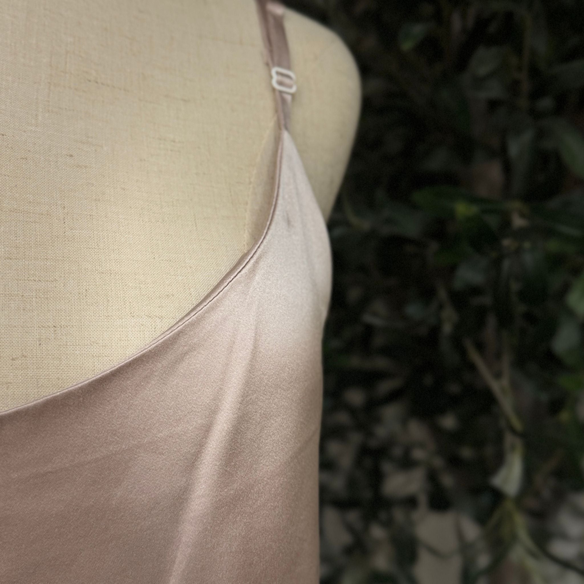 Mulberry Silk Round Neck Camisole Top in Rosy Champagne - SilkSouq