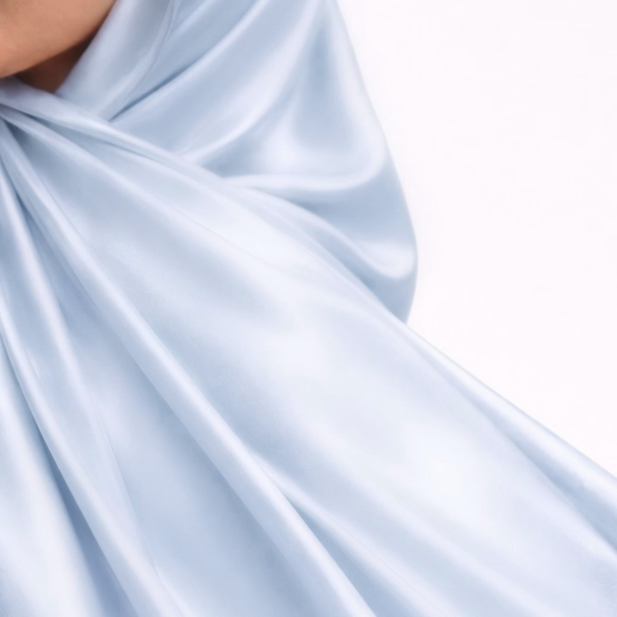 Pure Mulberry Silk Hijab & Shawl – Morning Blue