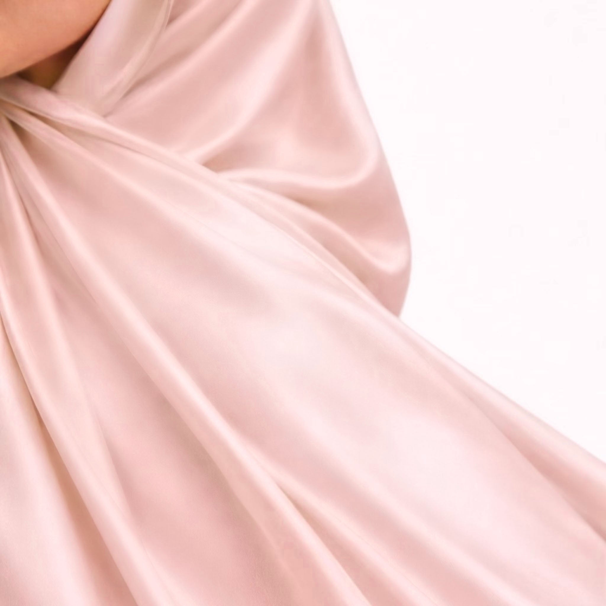 Pure Mulberry Silk Hijab & Shawl – Soft Blush