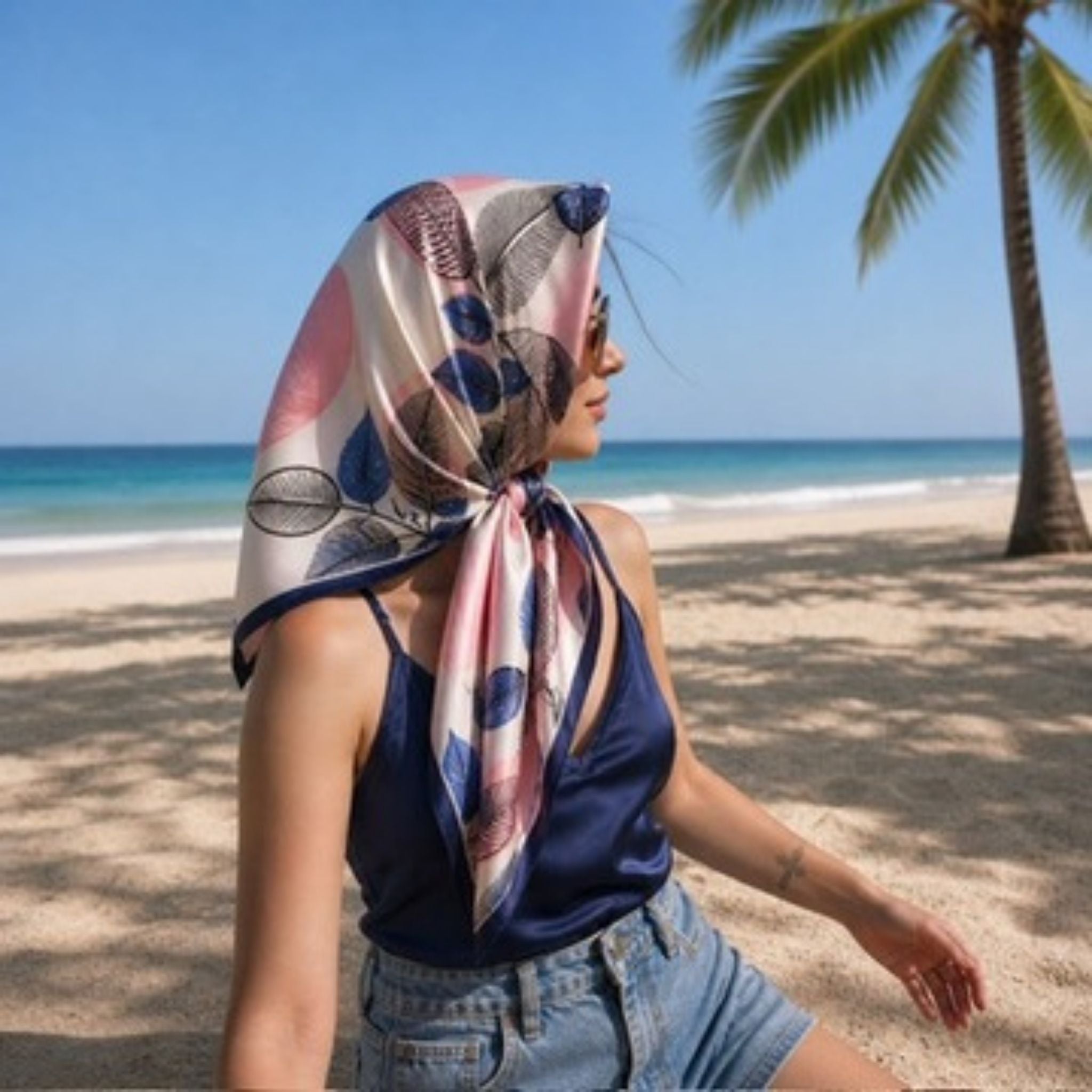 Pure Mulberry Silk Twill Scarf 90 cm – Line and Leaf
