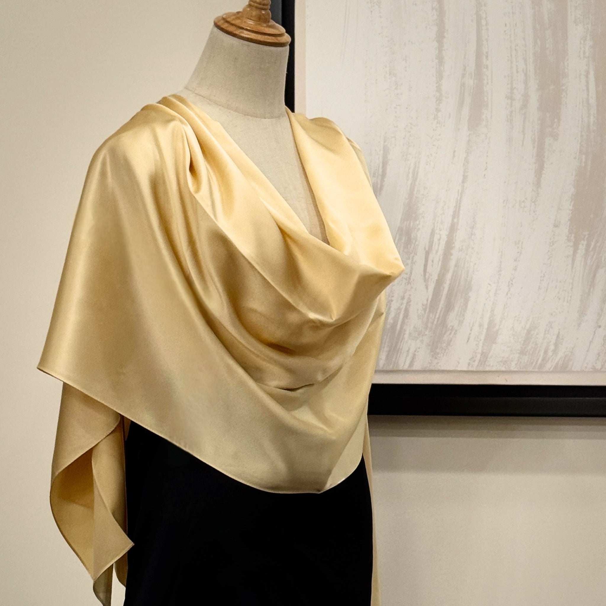 Pure Mulberry Silk Hijab & Shawl – Golden Bloom