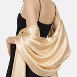 Pure Mulberry Silk Hijab & Shawl – Golden Bloom