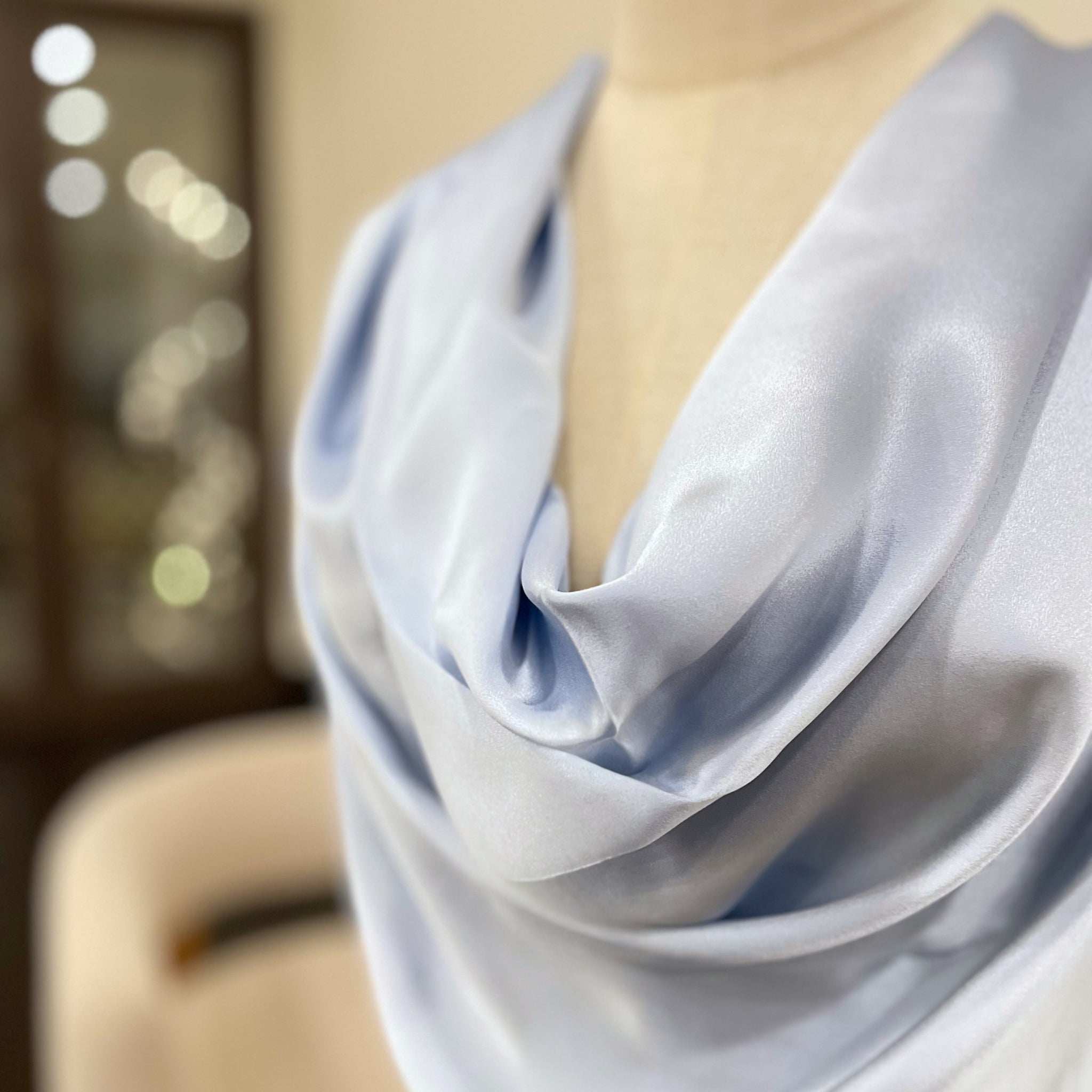 Pure Mulberry Silk Hijab & Shawl – Morning Blue