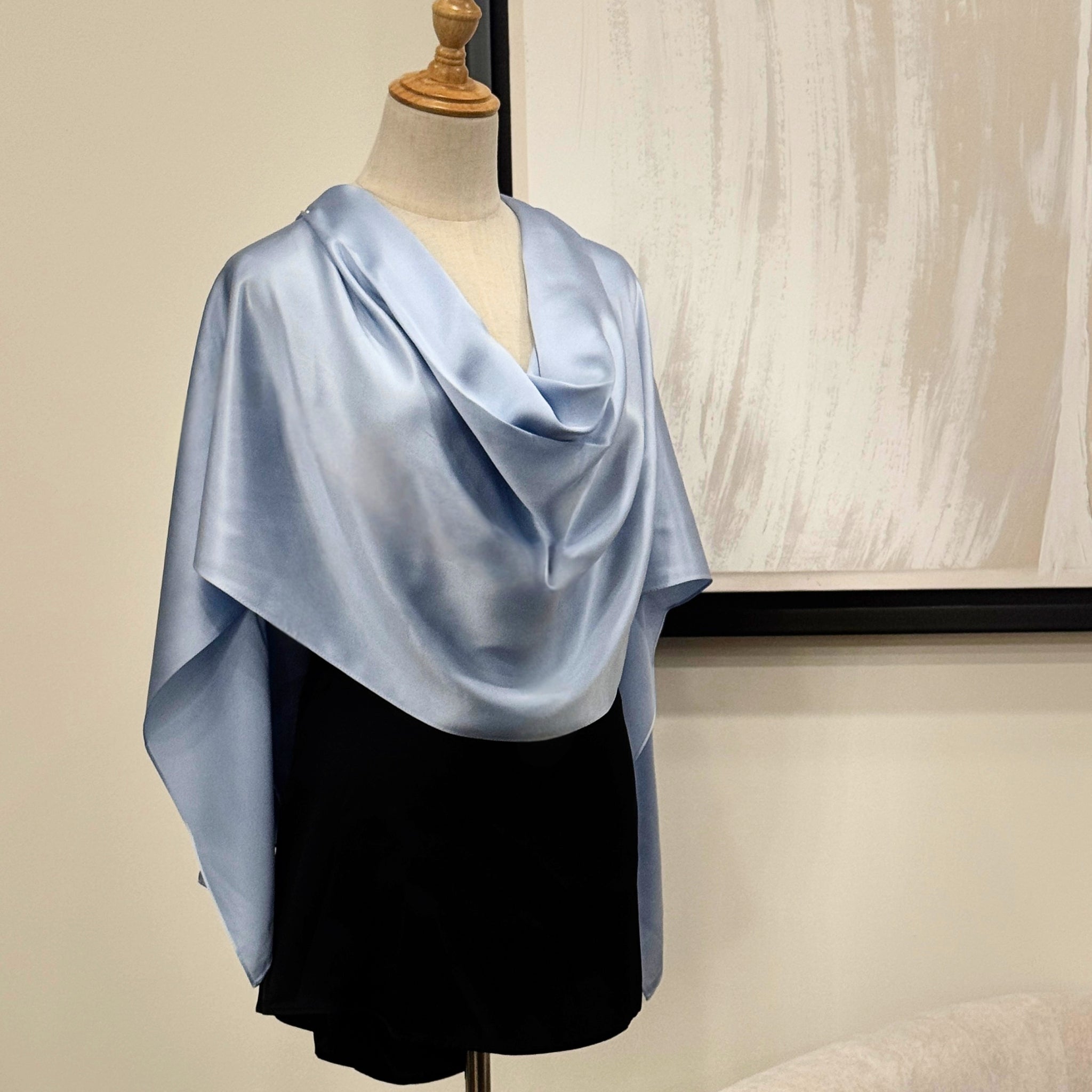 Pure Mulberry Silk Hijab & Shawl – Morning Blue