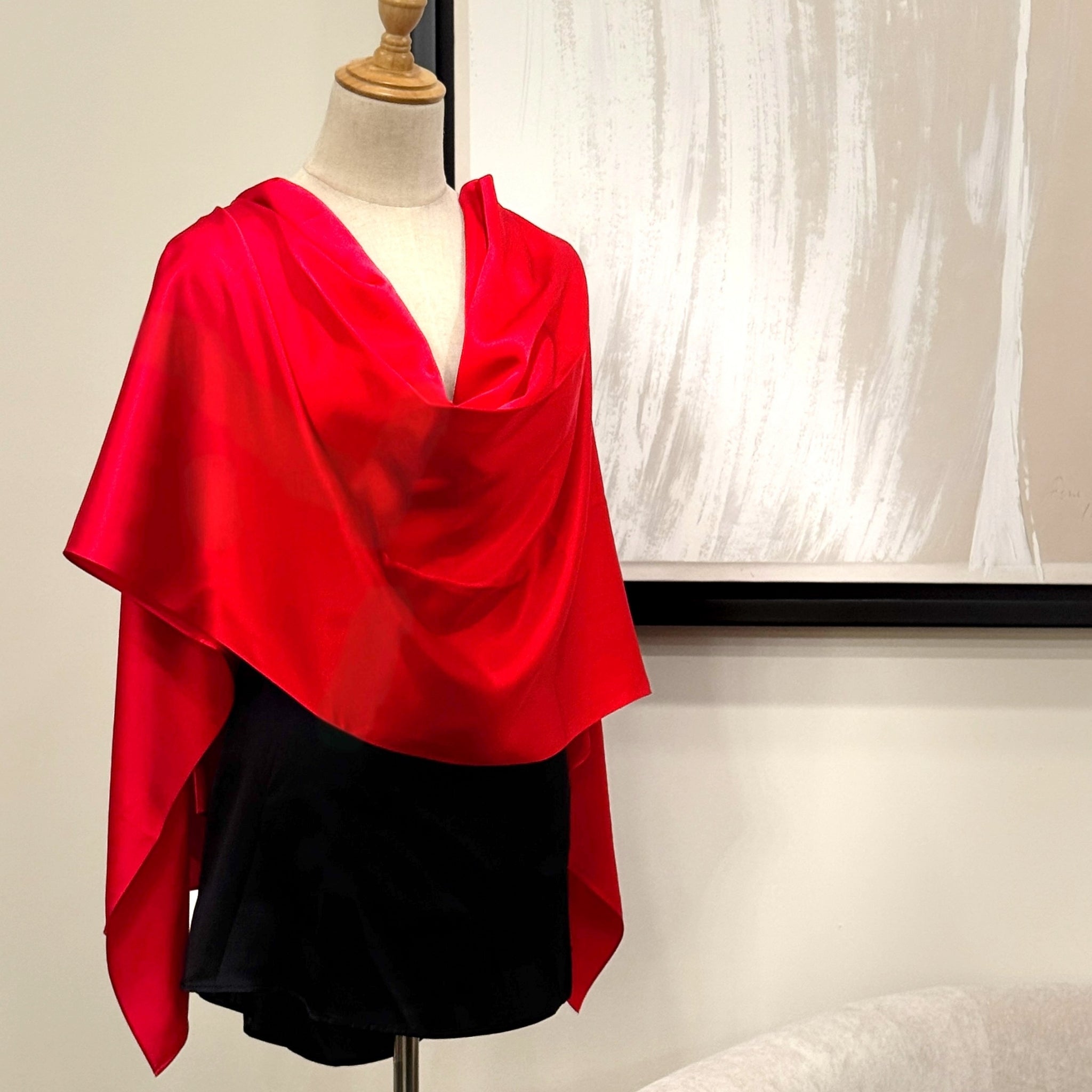 Pure Mulberry Silk Hijab & Shawl – Scarlet Red