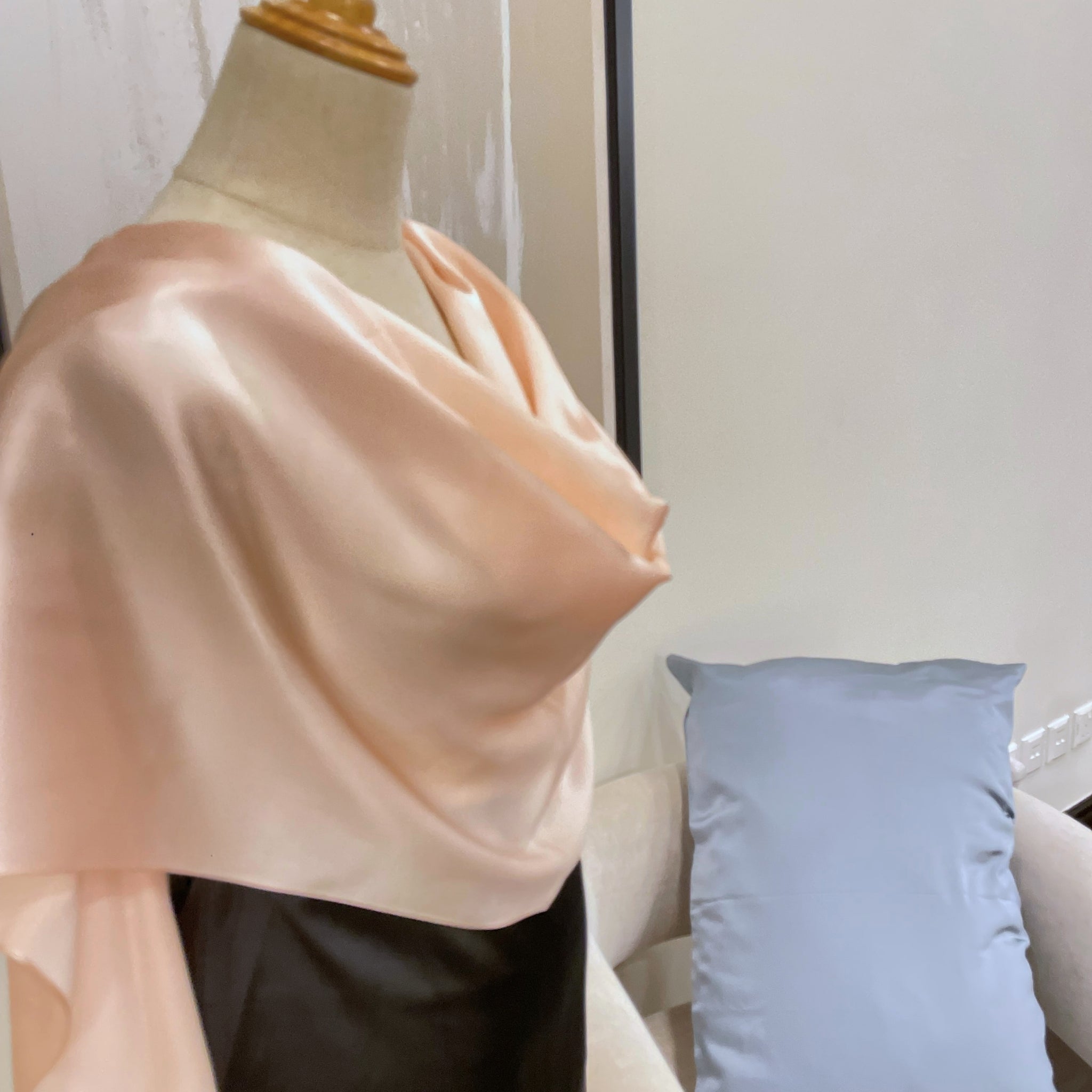 Pure Mulberry Silk Hijab & Shawl – Soft Blush