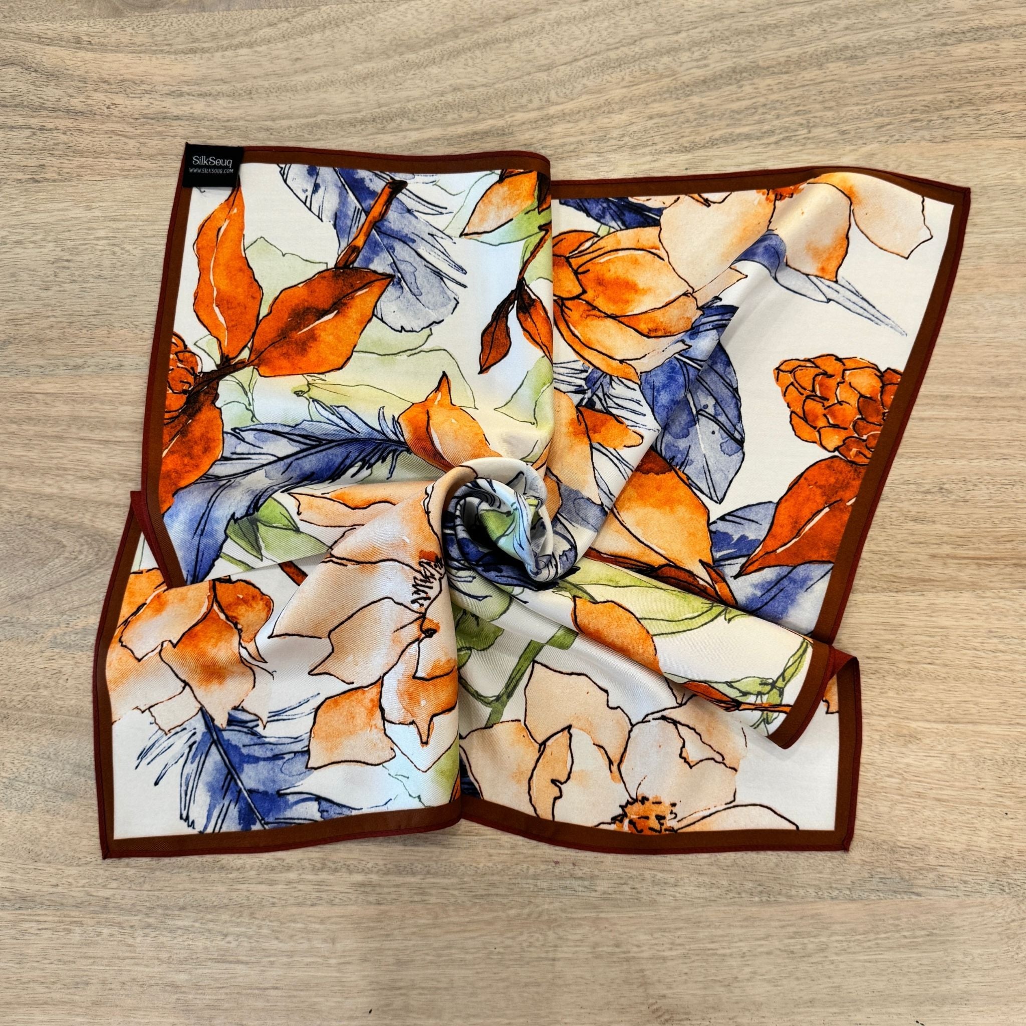 Pure Mulberry Silk Twill Scarf 55 cm – Petal and Plume