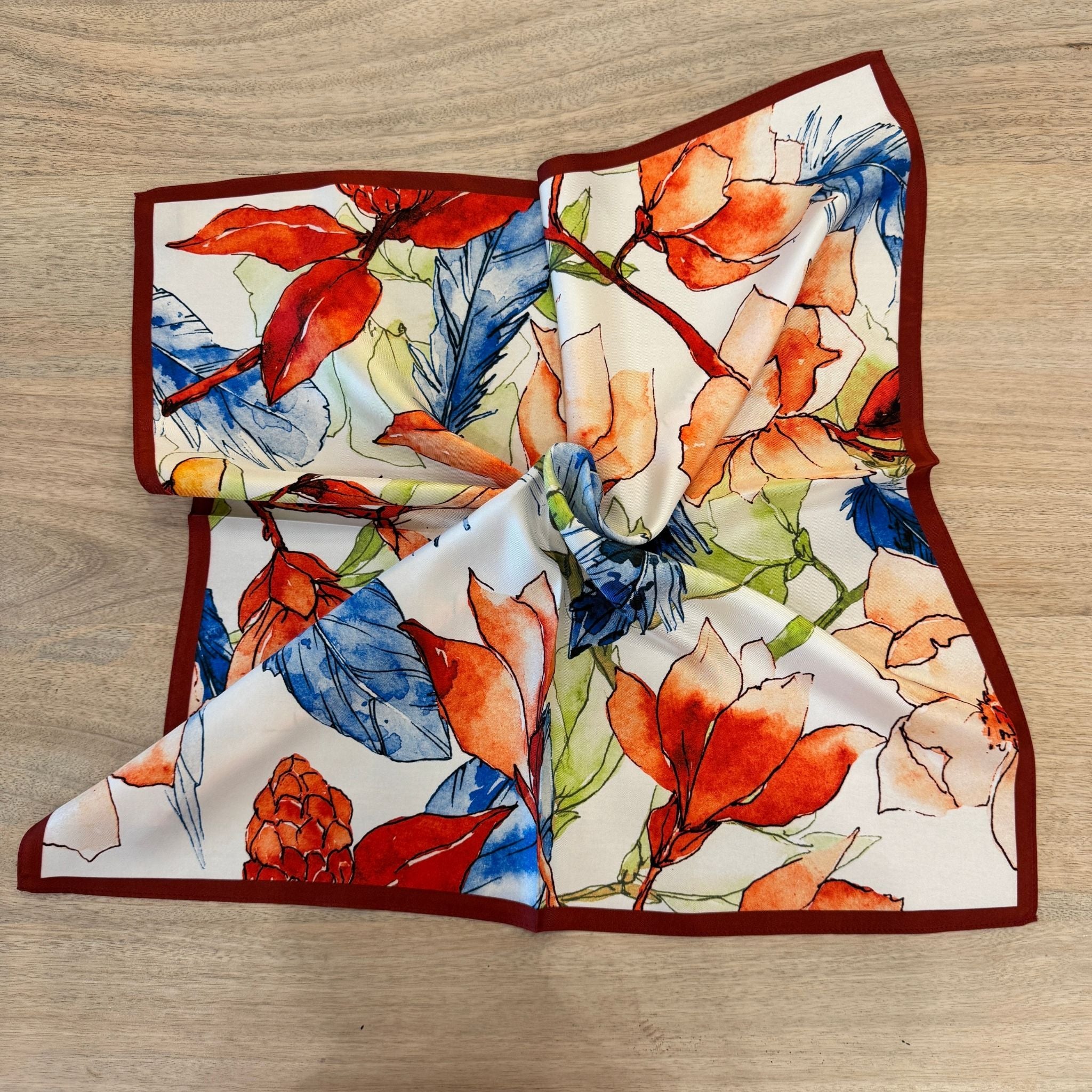 Pure Mulberry Silk Twill Scarf 55 cm – Petal and Plume